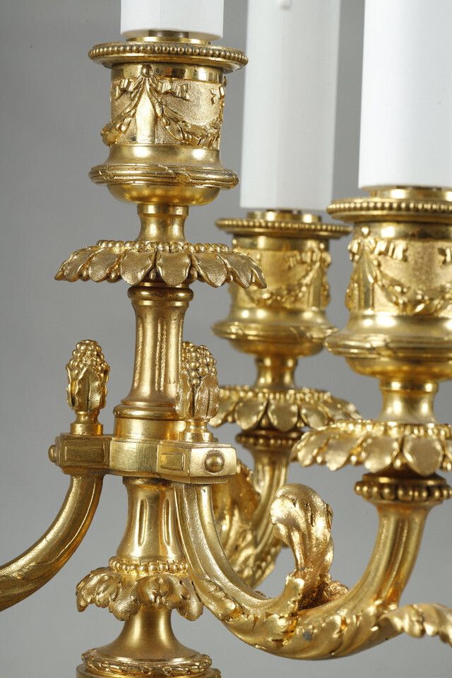 photo for sale Pair Of Louis XVI Style Gilt Bronze Candelabra