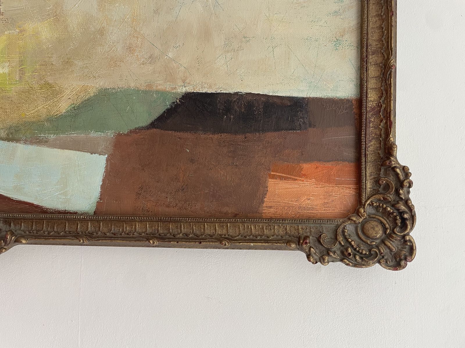 The Ridge.                        Painting In Acrylic And Collage In Vintage Frame. photo for sale