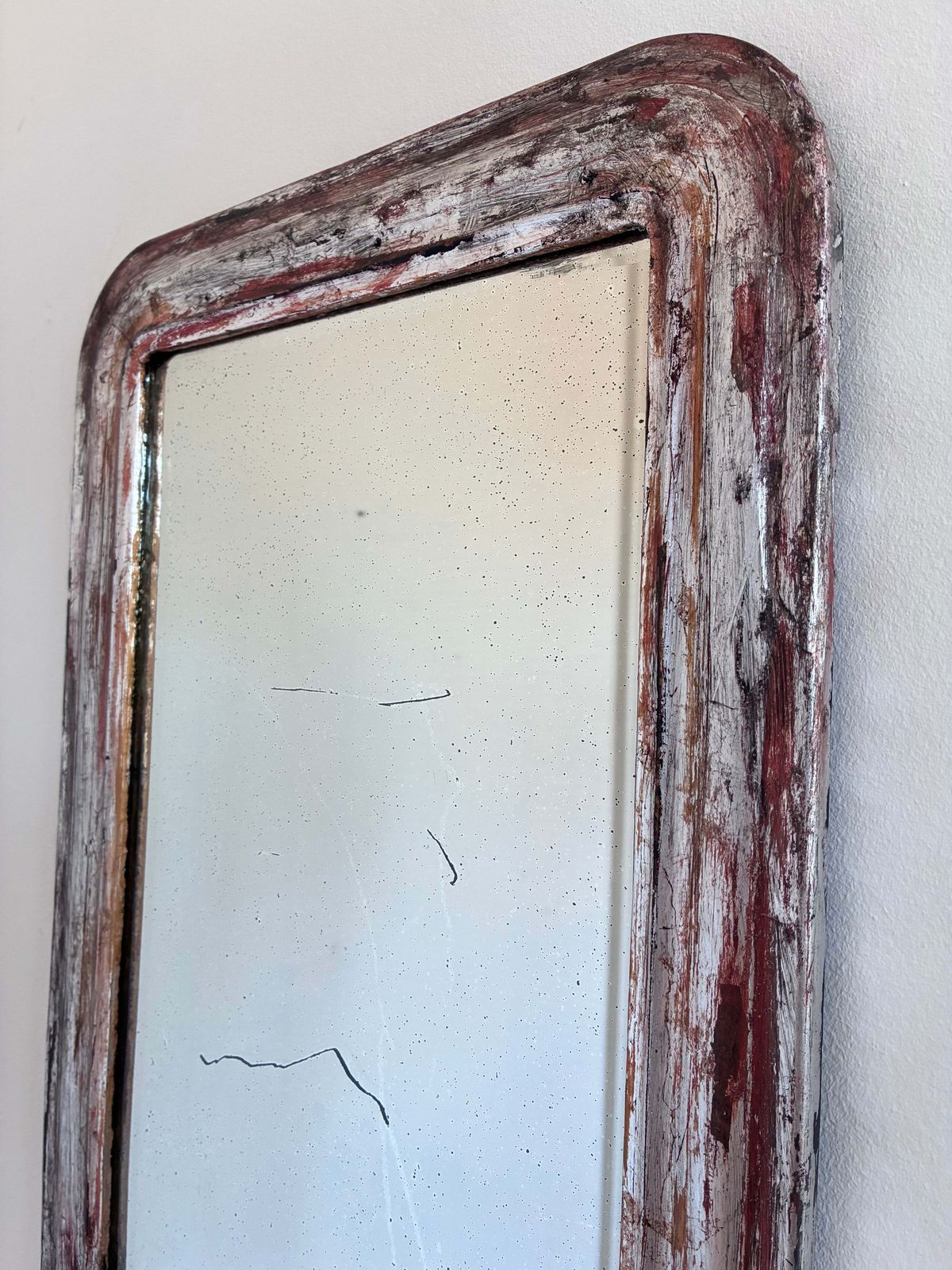 Antieke Franse Louis Philippe spiegel in verzilverd en verguld hout – eind 19e eeuw photo Woonaccessoires