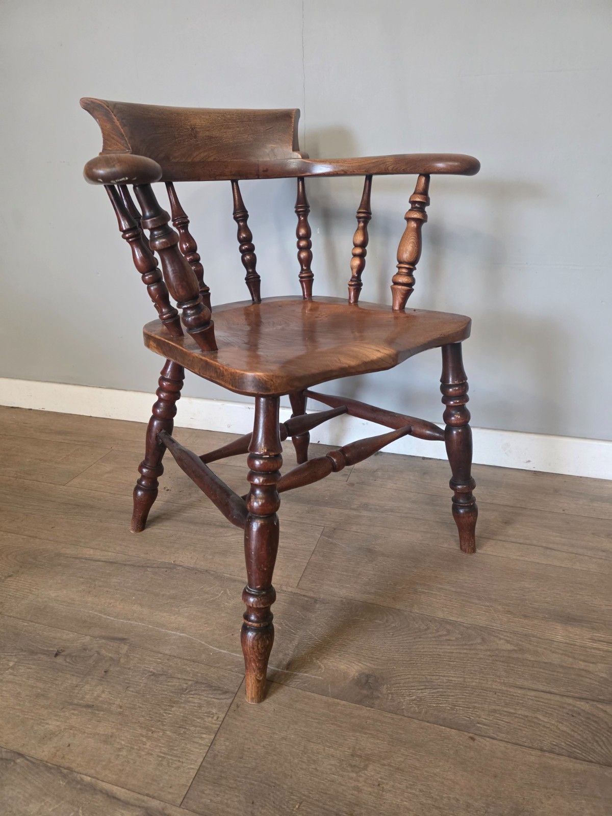 Antique Original Smokers Bow/Captains Chair Made From Elm 1890s photo furniture