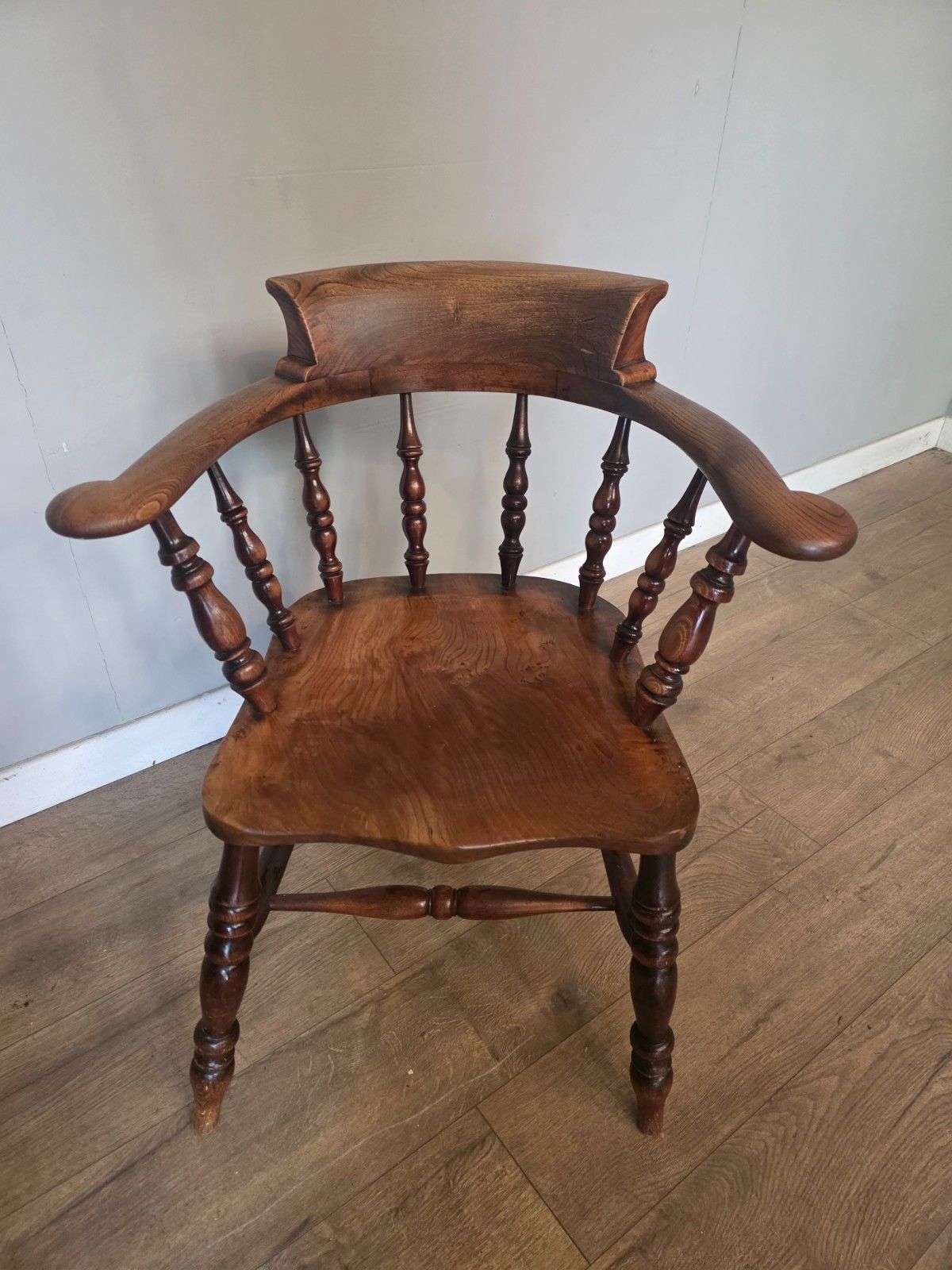 Antique Original Smokers Bow/Captains Chair Made From Elm 1890s photo 325.0