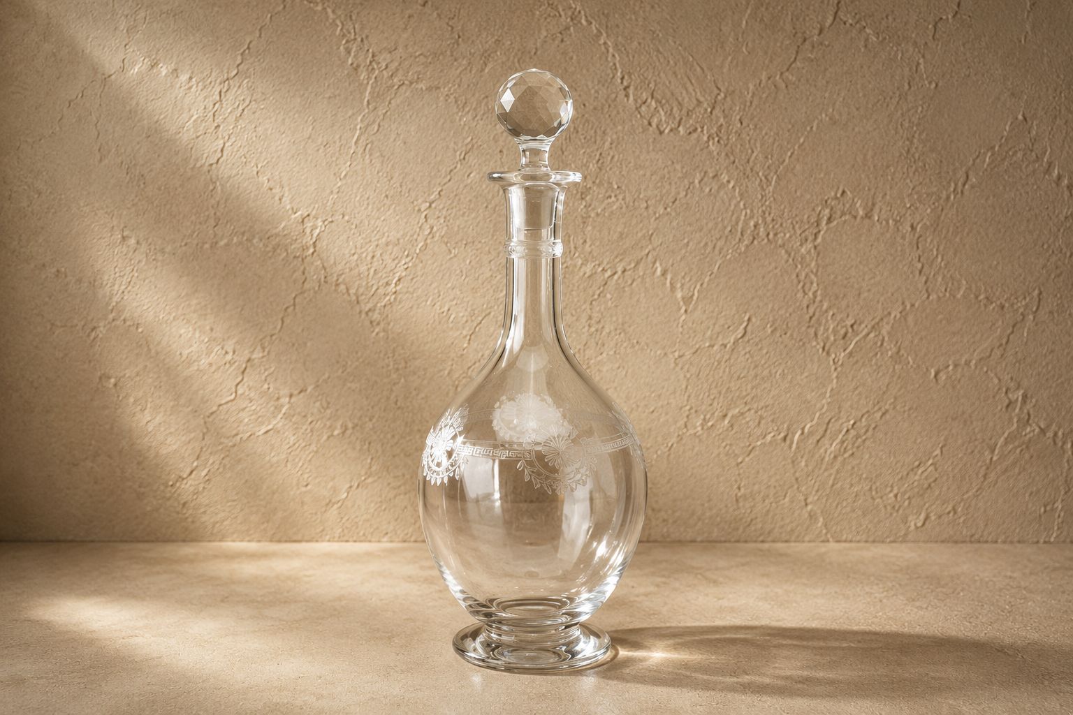 Saint Louis Style Cut Glass Decanter With Ten Matching Short Tumblers photo for sale