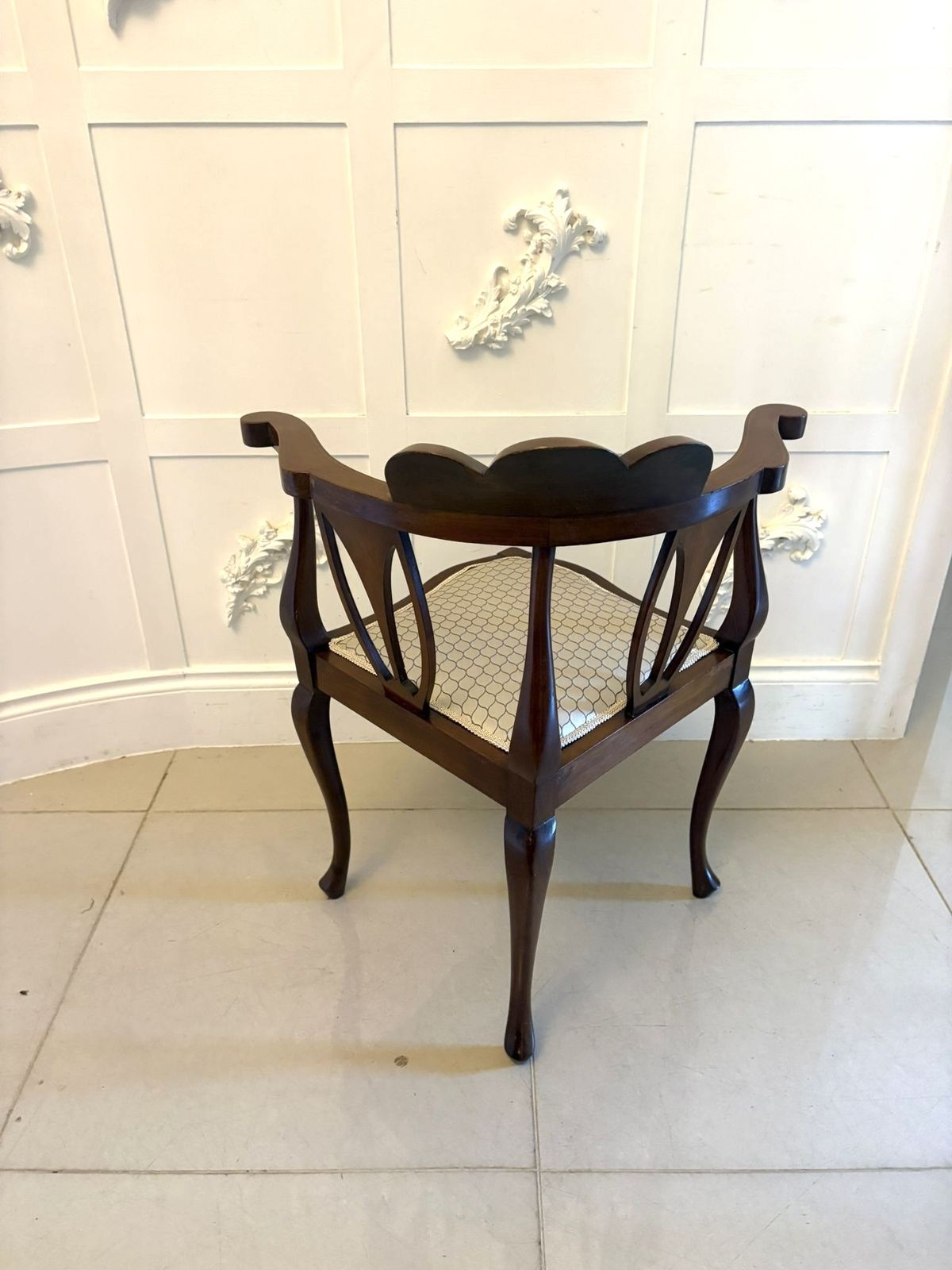 Antique Early 20th Century Inlaid Mahogany Corner Chairs Set Of 4 photo Furniture