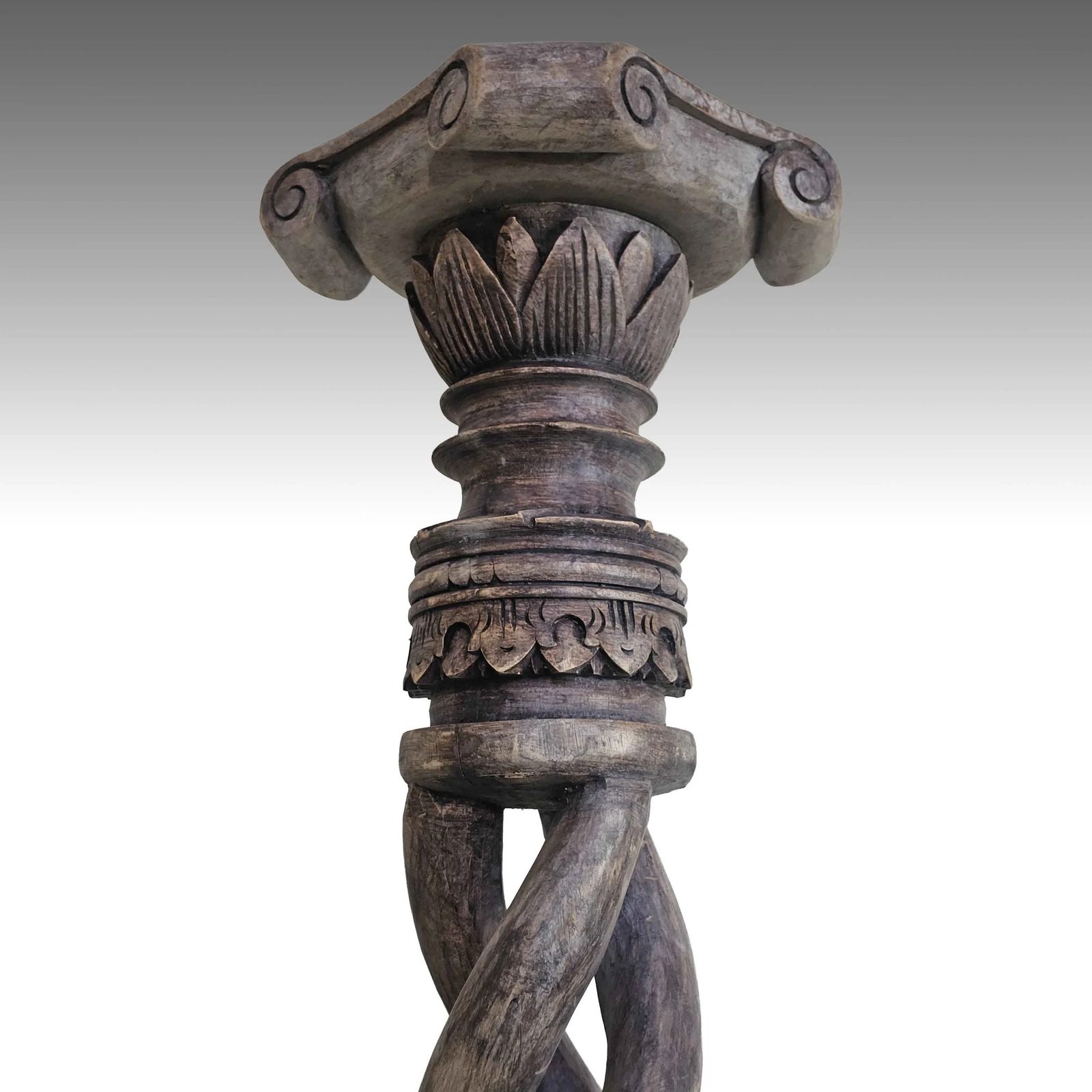 photo furniture Vintage Carved Wood Plant Stand   Barley Twist Pedestal