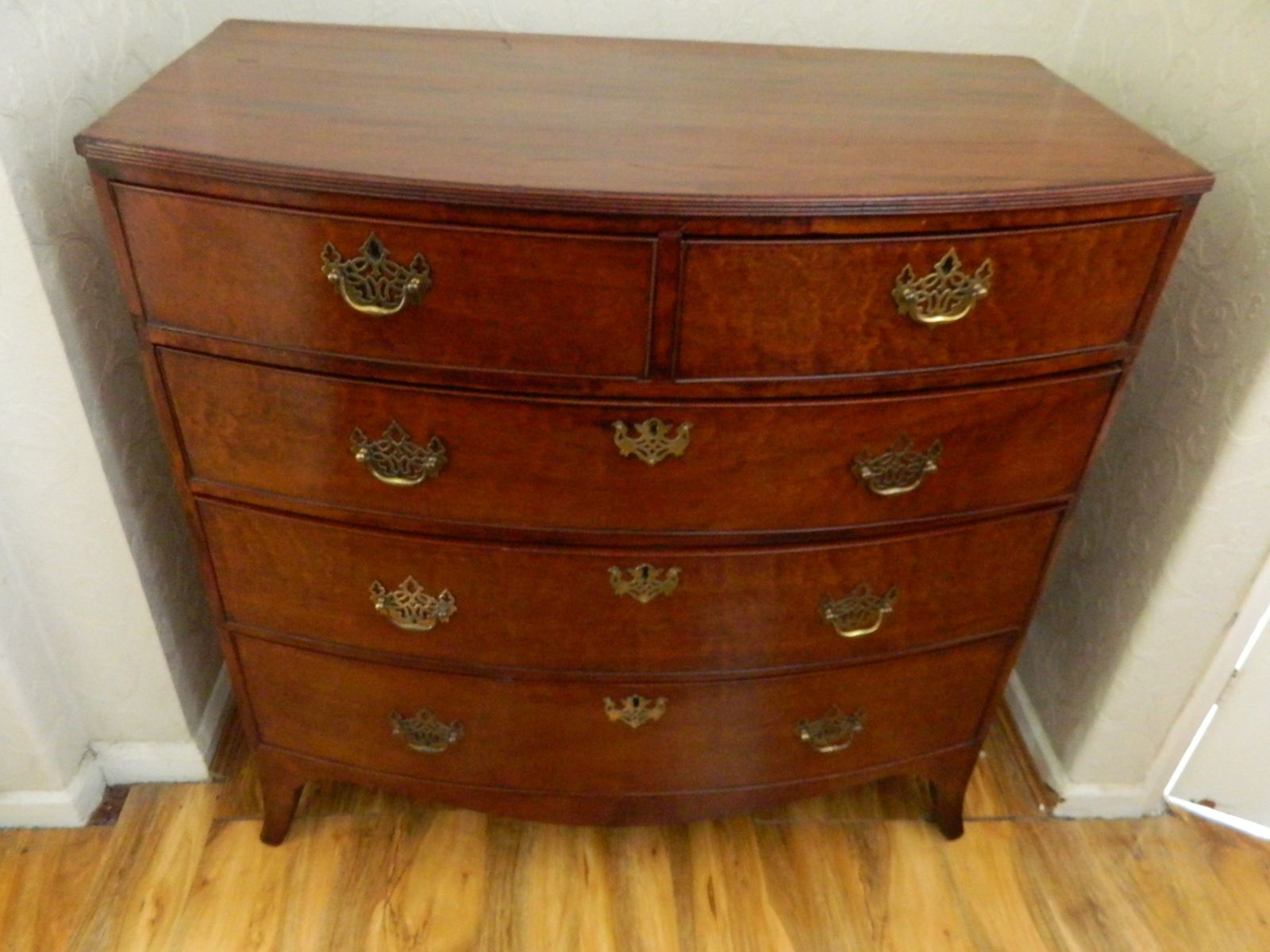 Furniture Regency Mahogany Bow Front Chest Of Drawers photo