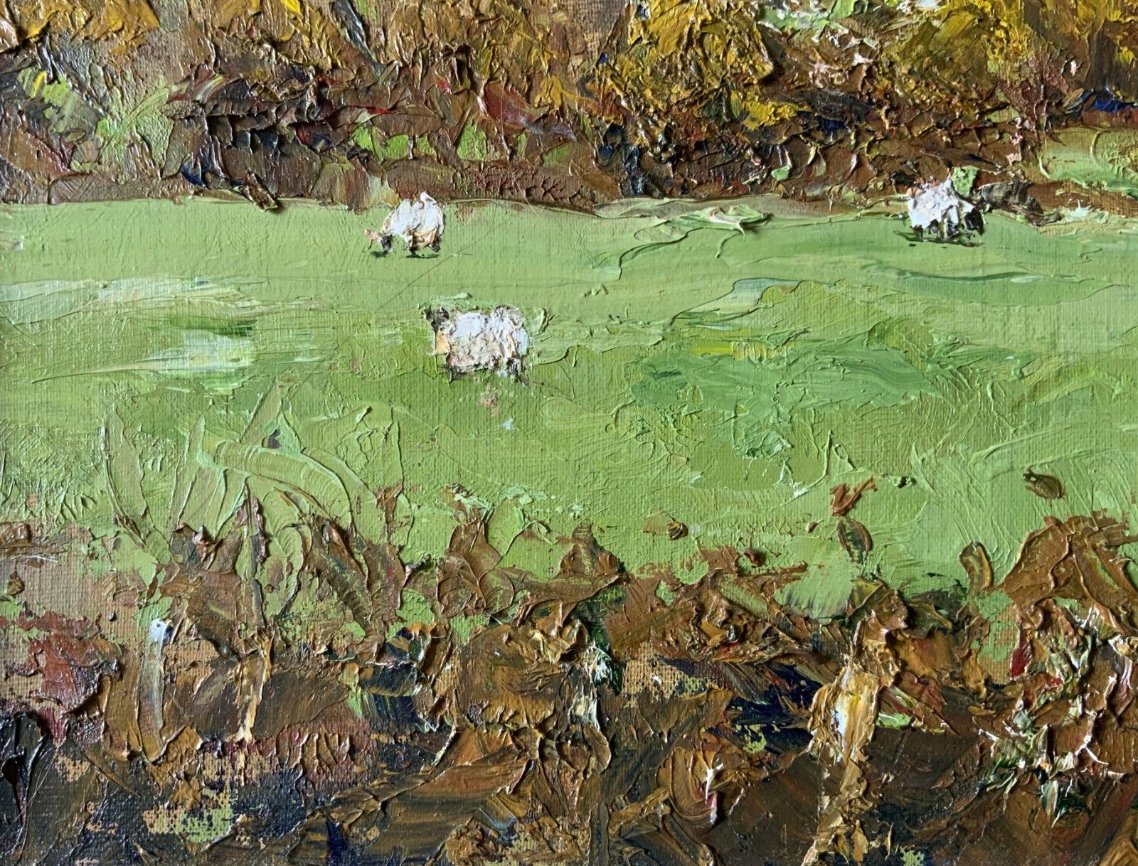 Keith Gardner Rca (B. 1933) Farming Sheep Landscape Impasto Oil Painting photo buy