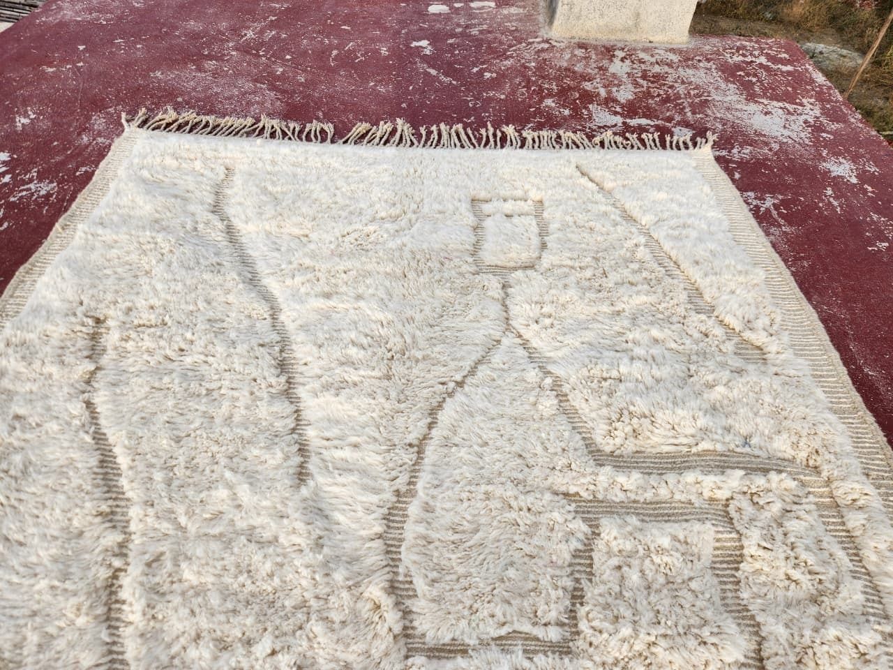 Minimalist Beni Ourain Rug 300x200 Cm Handmade Moroccan Wool photo Textiles