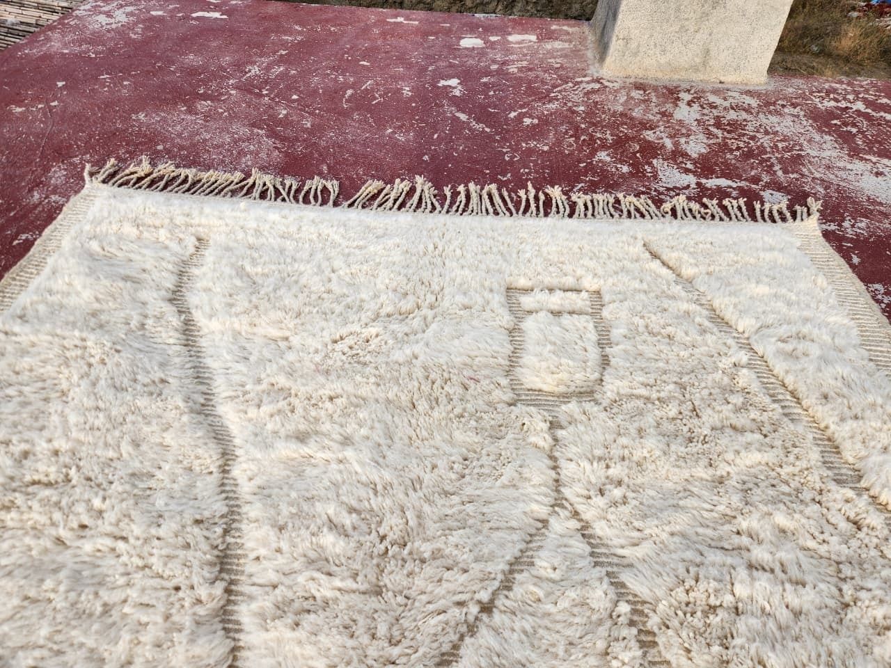 Minimalist Beni Ourain Rug 300x200 Cm Handmade Moroccan Wool photo buy