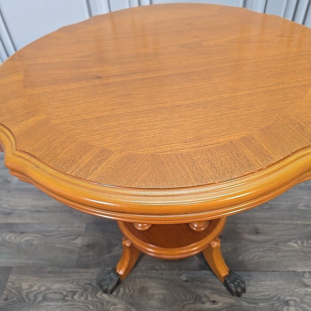 Vintage Side Coffee Table Round Claw Feet Column Regency Antique Style Wooden photo buy