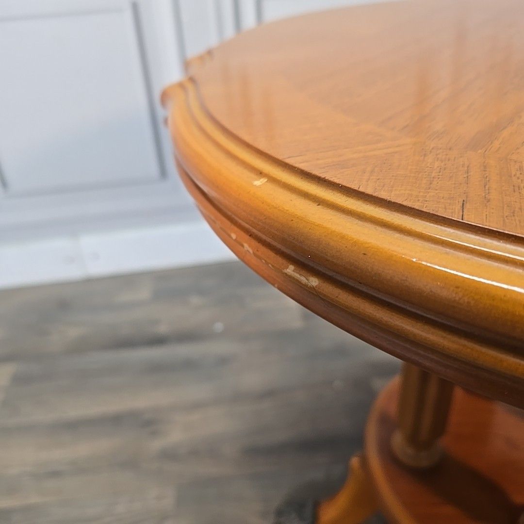 Vintage Side Coffee Table Round Claw Feet Column Regency Antique Style Wooden photo vintage