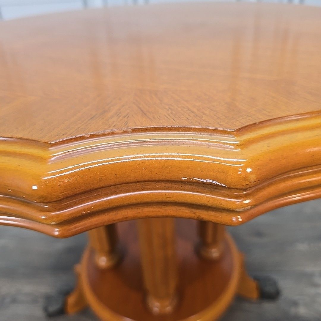 photo vinterior Vintage Side Coffee Table Round Claw Feet Column Regency Antique Style Wooden