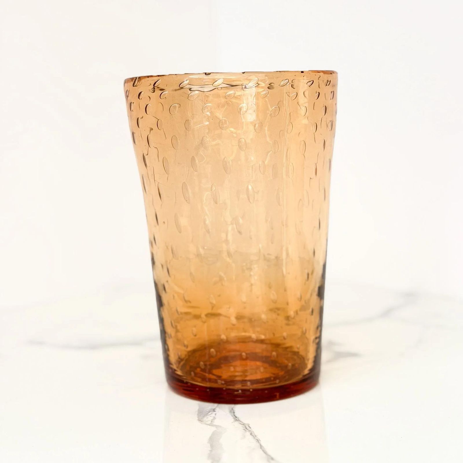 Midcentury Amber Bubble Glass Vase Vintage Italian Art Glass Vessel photo for sale