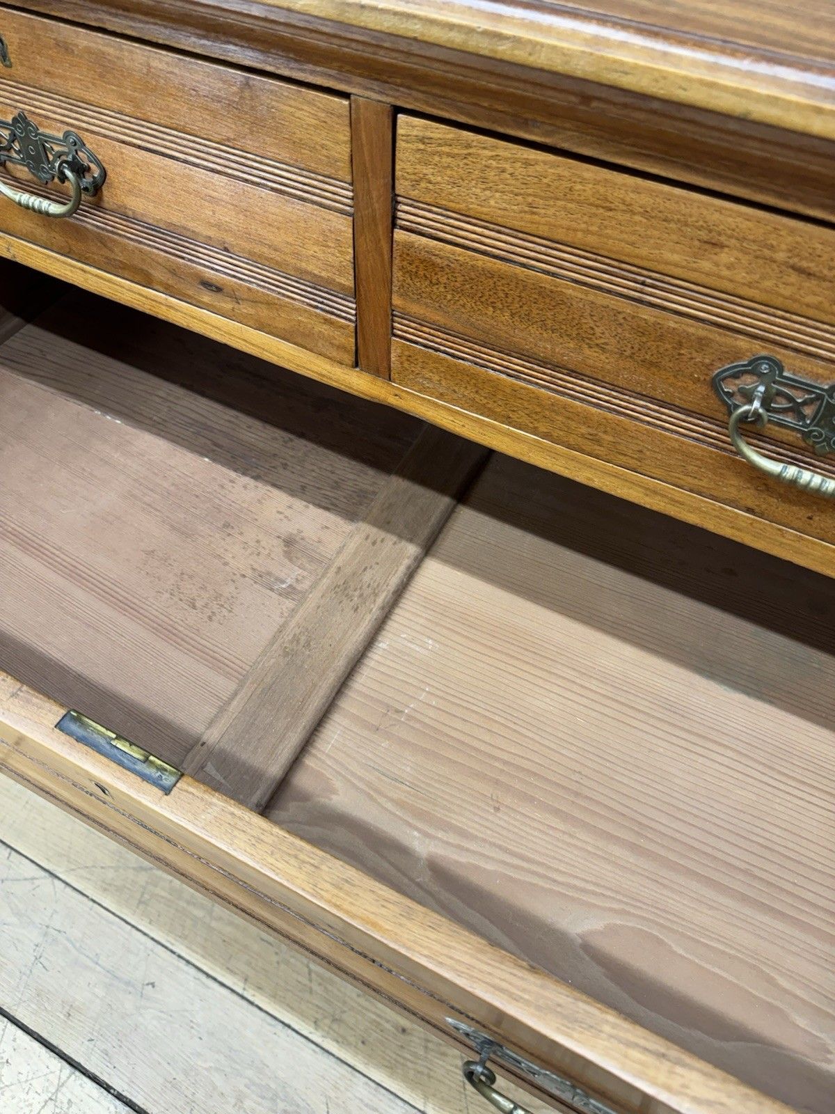Antique Solid Walnut Chest Of Drawers Bedroom Storage Furniture photo for sale