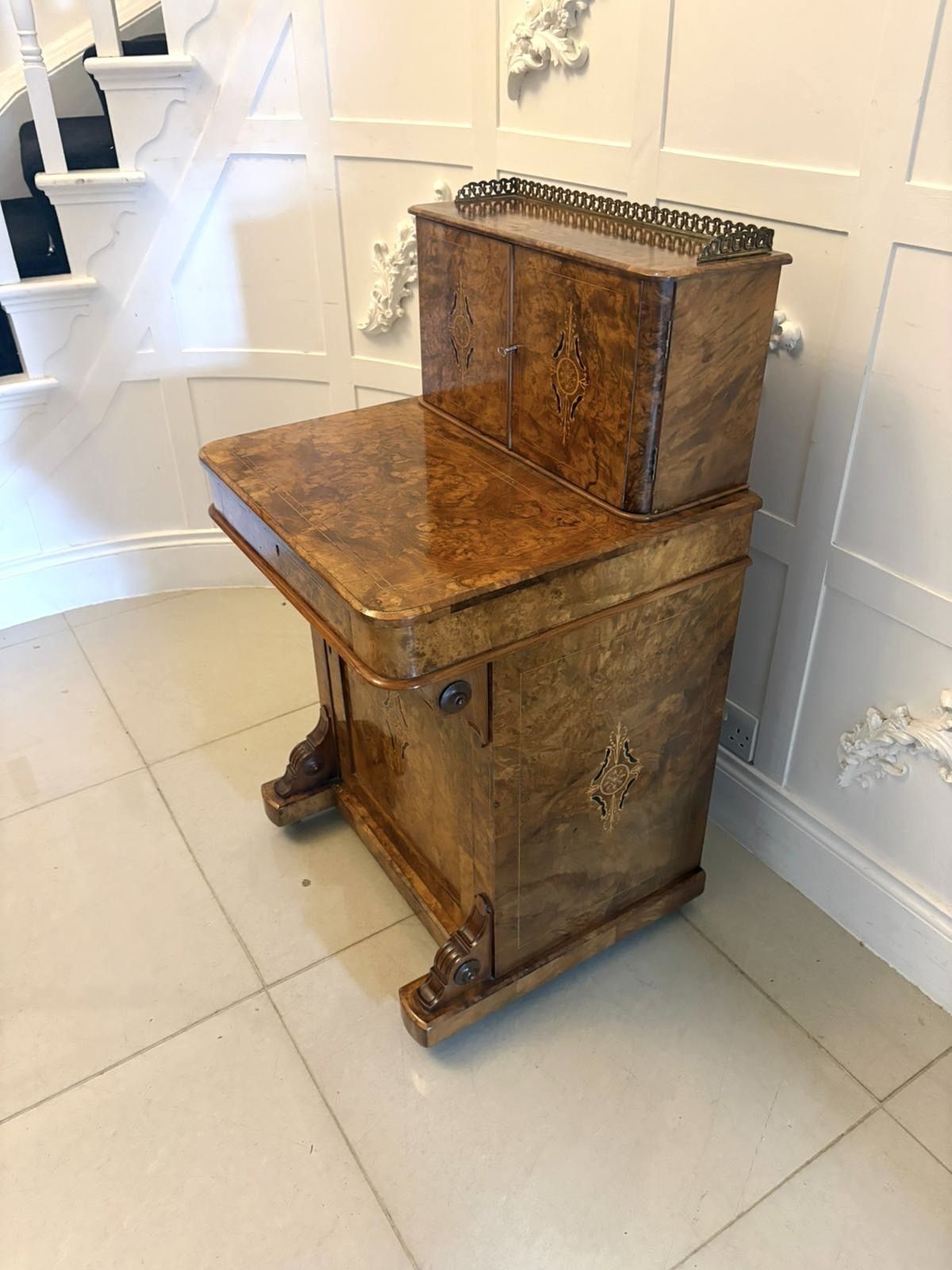 Antique 19th Century Burr Walnut Davenport Desk