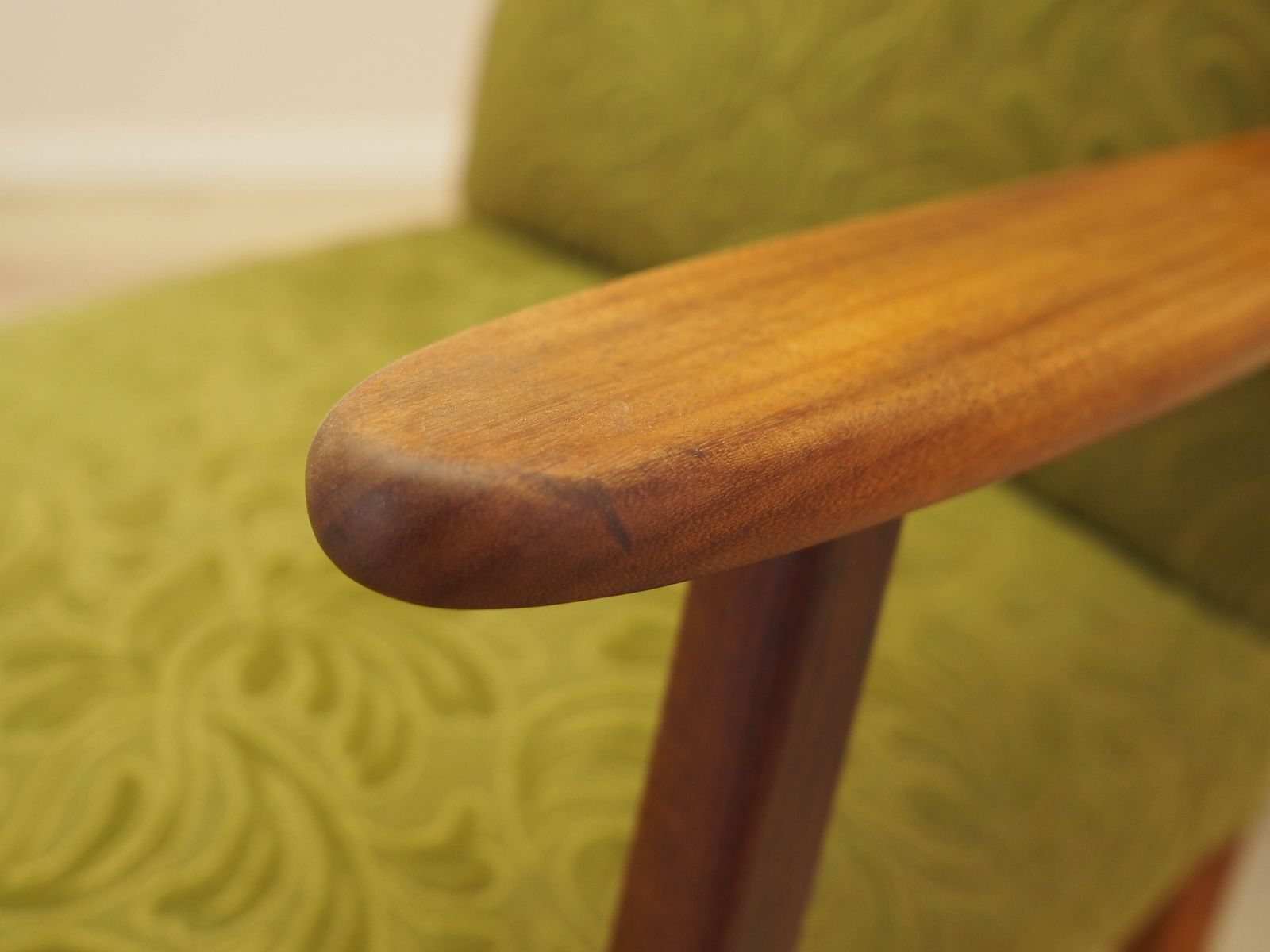 photo vinterior Groene fauteuil, Deens design, jaren 1960, gemaakt in Denemarken