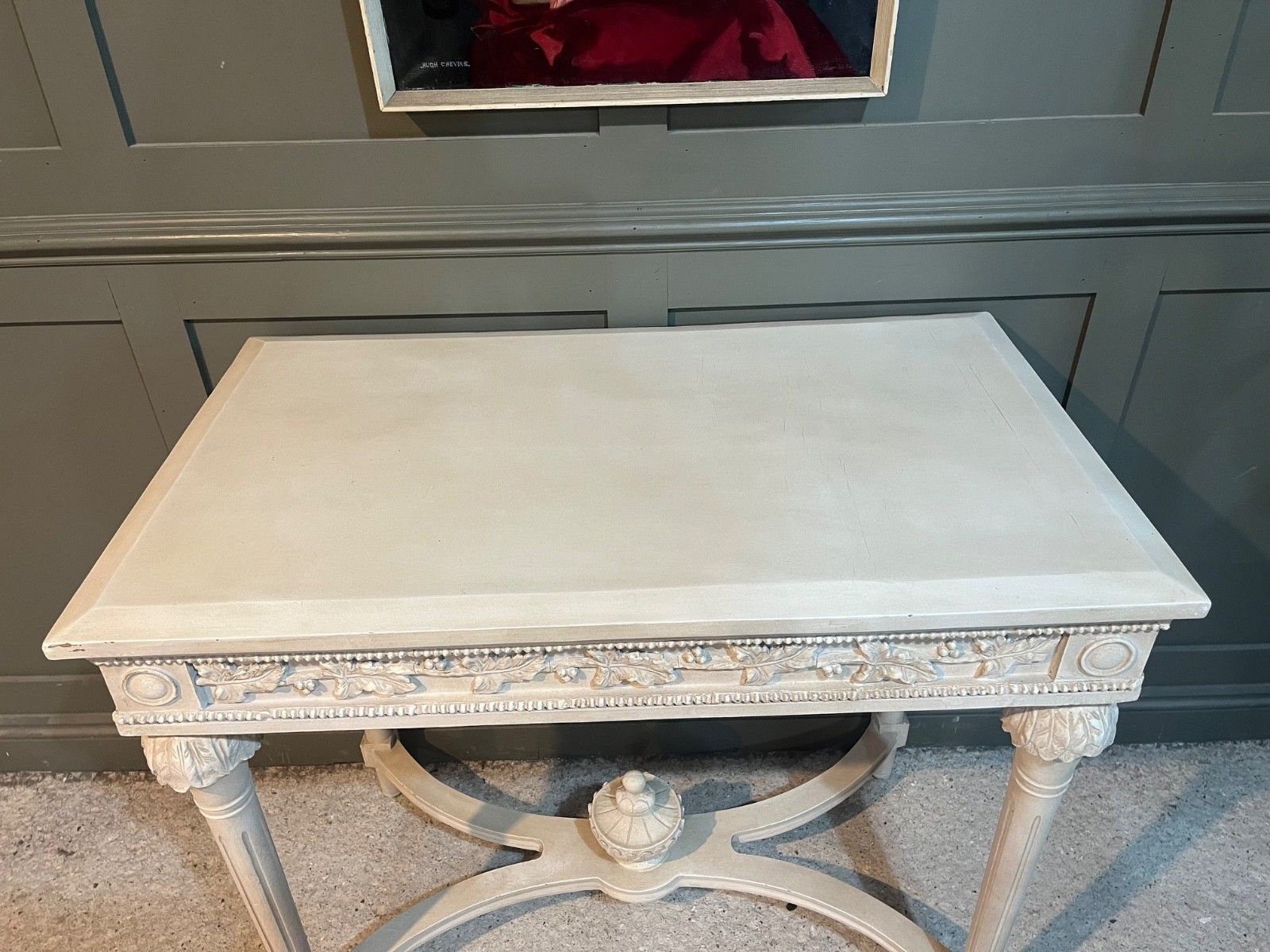 photo furniture Painted & Carved French Style Table Painted Cream Louis XVI Style Vgc