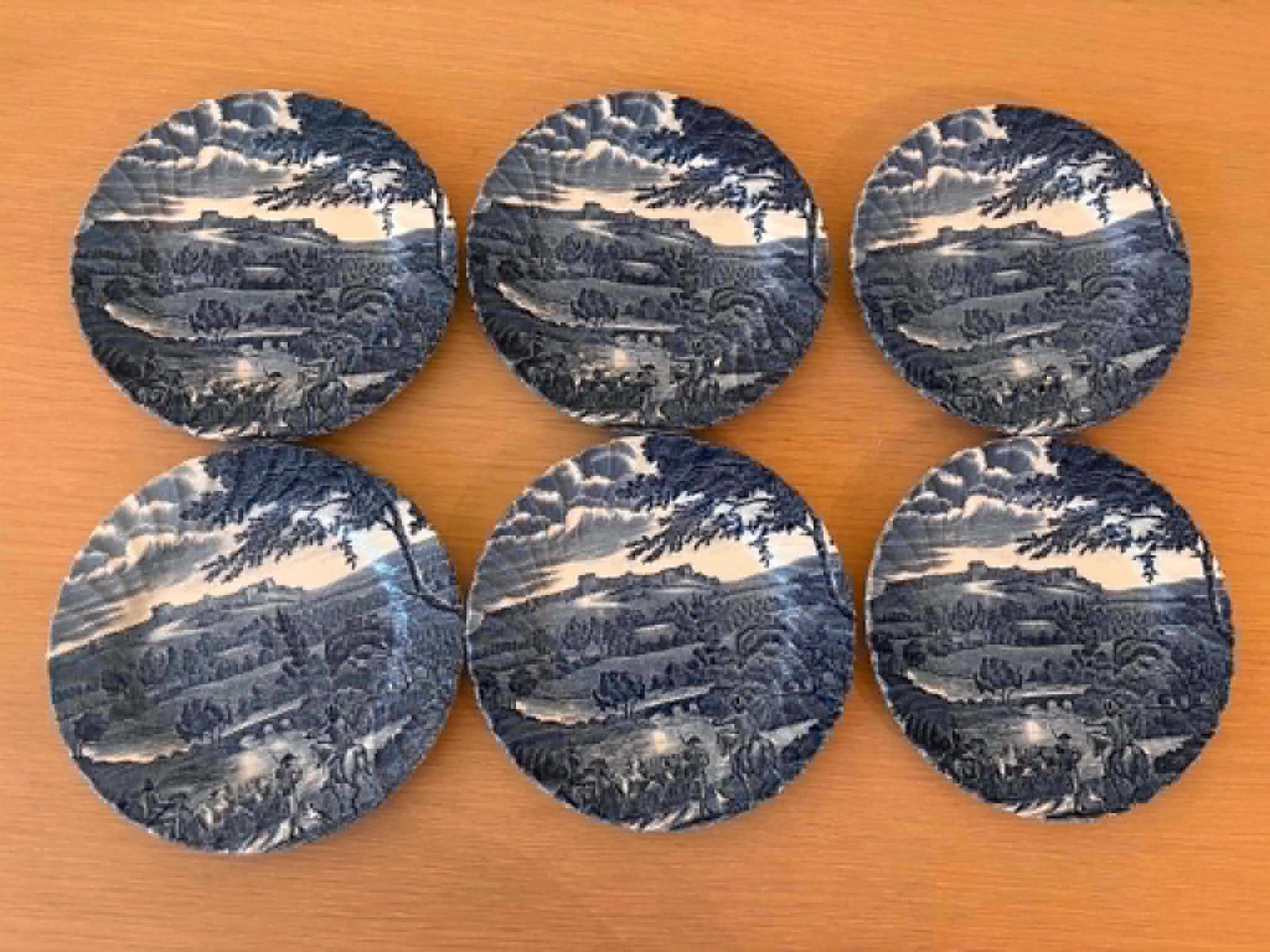 photo buy Road To Windsor 6 Dessertborden Blauw Bordset Door Johnson Brothers: Engels Transferware 19,7 cm/7,8"