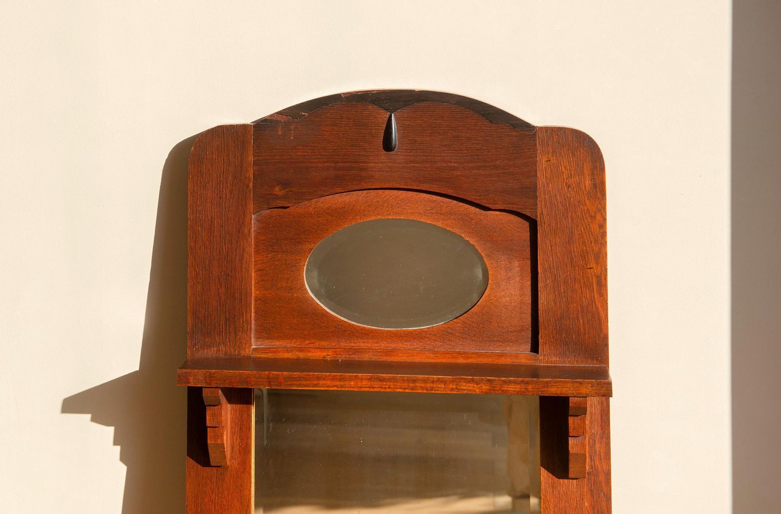Large Dutch Art Deco Mirror – Amsterdam School Oak Wall Mirror – Antique Hallway Mirror, 1920s photo buy