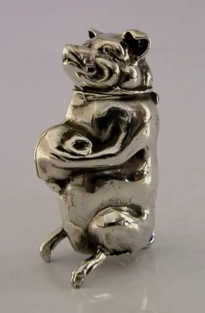 Novelty Engels sterling zilveren Greedy Pig Banker Vesta Case 1991 photo furniture