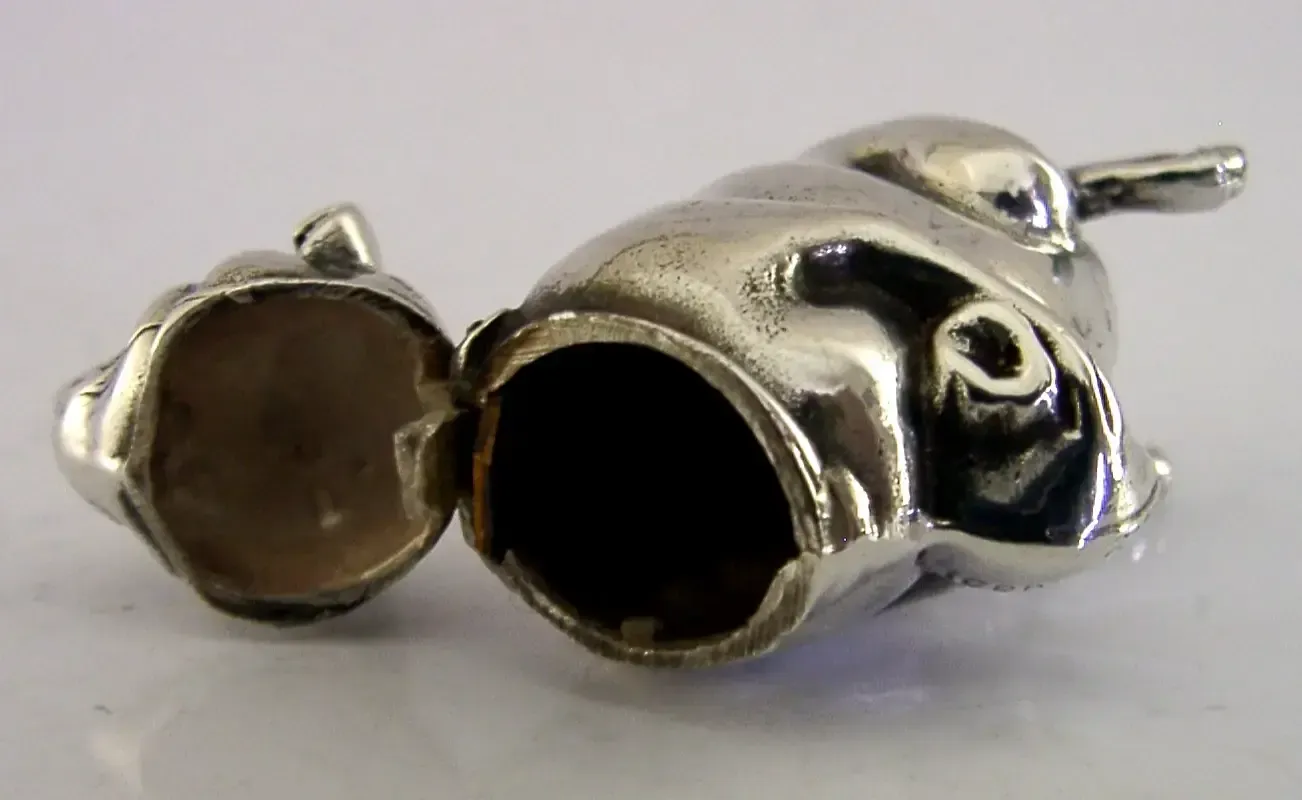 Novelty Engels sterling zilveren Greedy Pig Banker Vesta Case 1991 photo buy