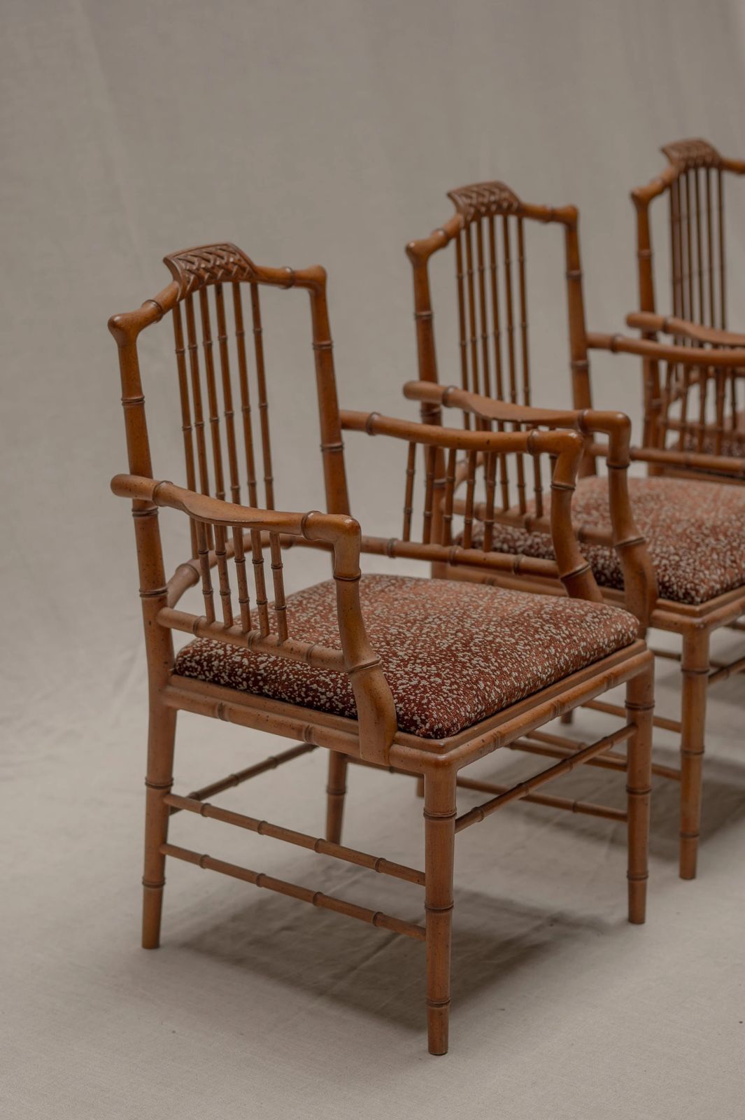 Italian Faux Bamboo Armchairs, Set Of Four, 1970s photo vinterior