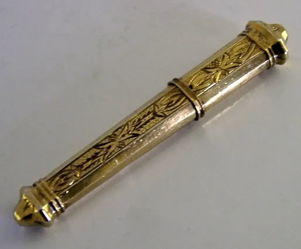 French Solid Silver Gilt Needle Case C1890 Needlework Sewing Antique photo buy