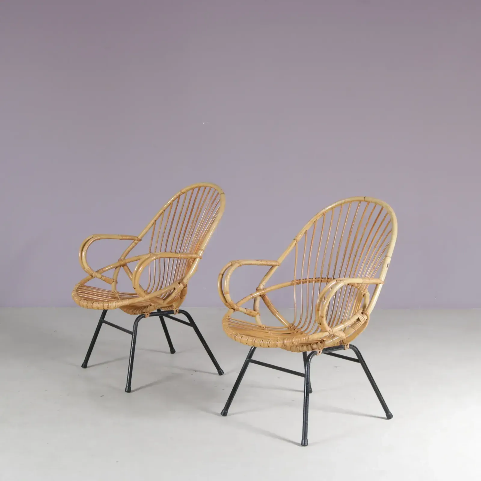 1950s Pair Of Rattan Chairs By Gebroeders Jonkers, Netherlands photo furniture