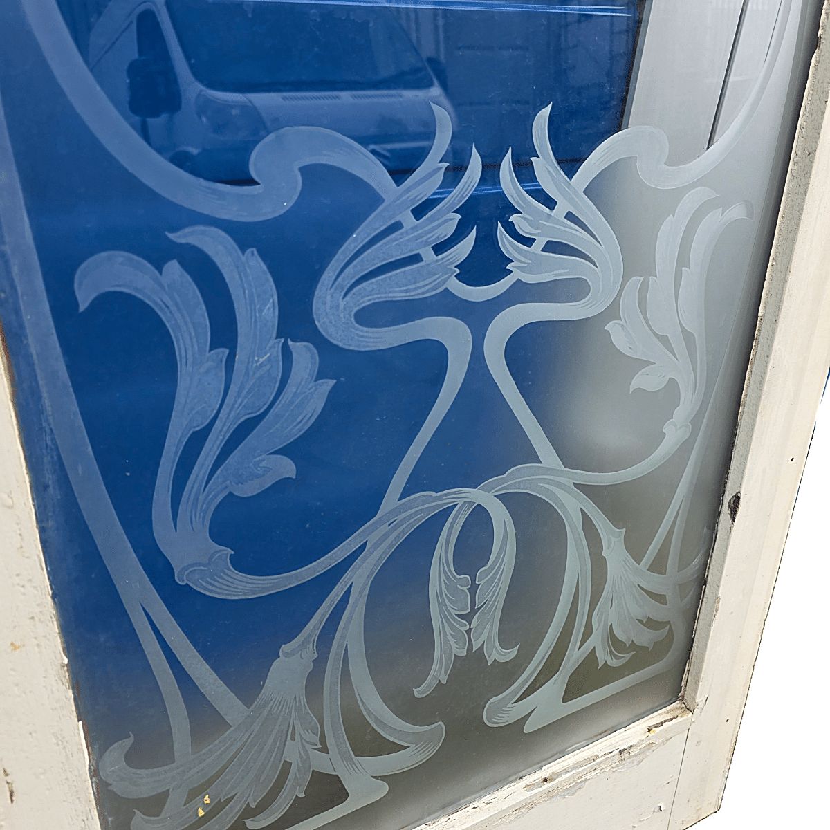 Frans Art Nouveau Glaspaneel Van Een Cafédeuren, Begin 1900s photo vinterior