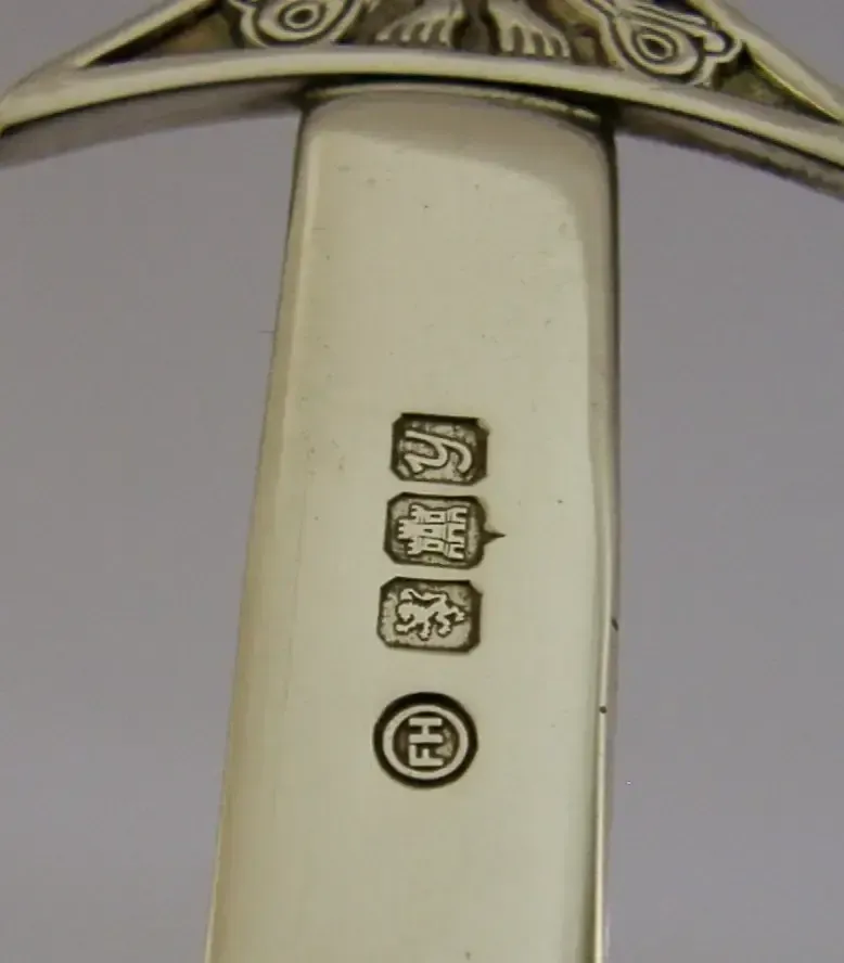 Coupe-papier écossais en argent sterling, motif celtique, étui d'origine, 1998 photo vintage