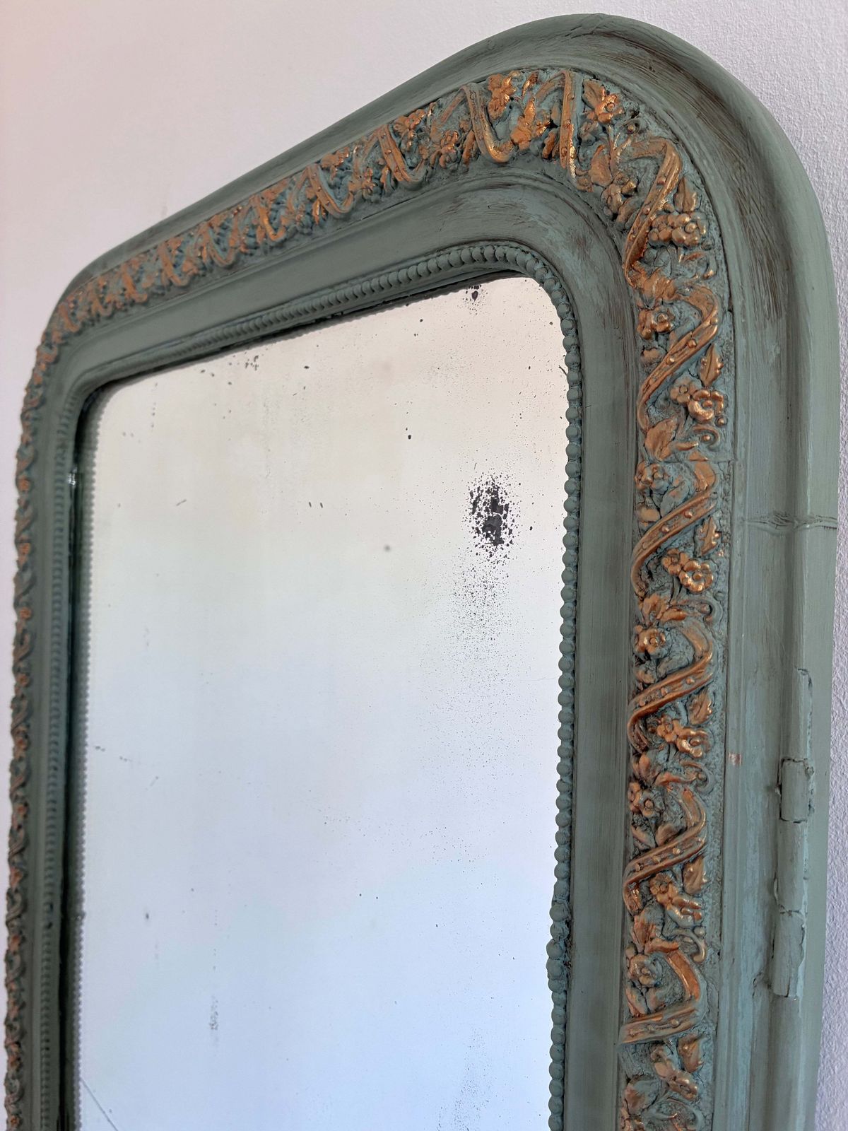 Antique French Louis Philippe Mirror – Green And Gold, Late 19th Century photo Home Decor