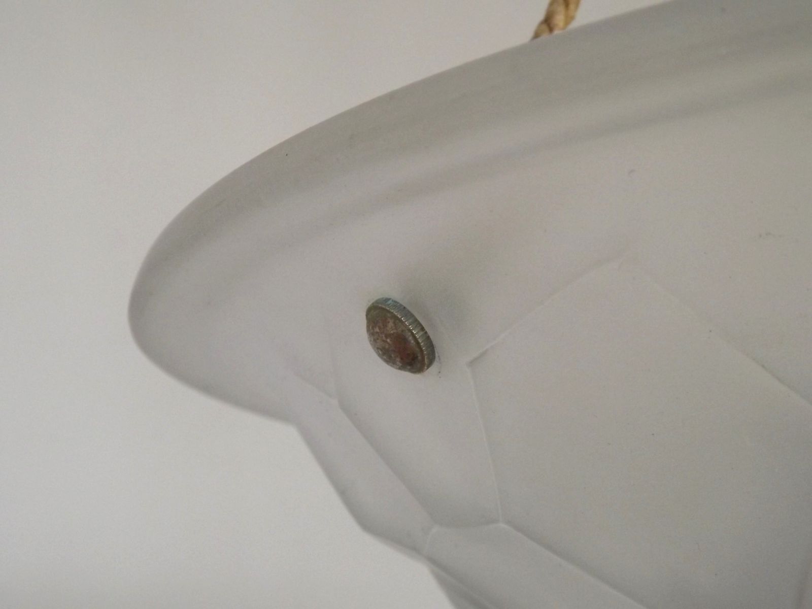 photo vintage French Art Deco Ceiling Light Ros Degue Frosted Molded Glass Plafonnier