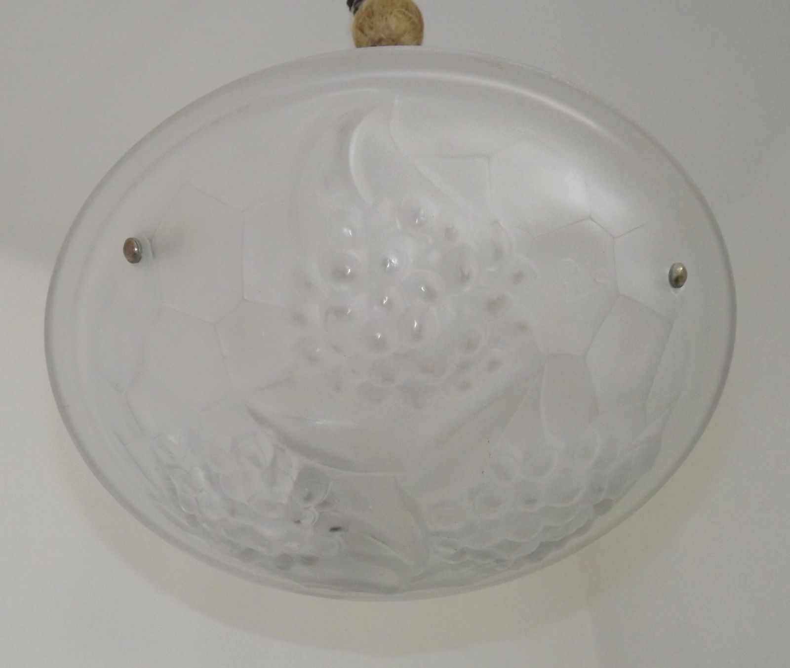 Lighting French Art Deco Ceiling Light Ros Degue Frosted Molded Glass Plafonnier photo