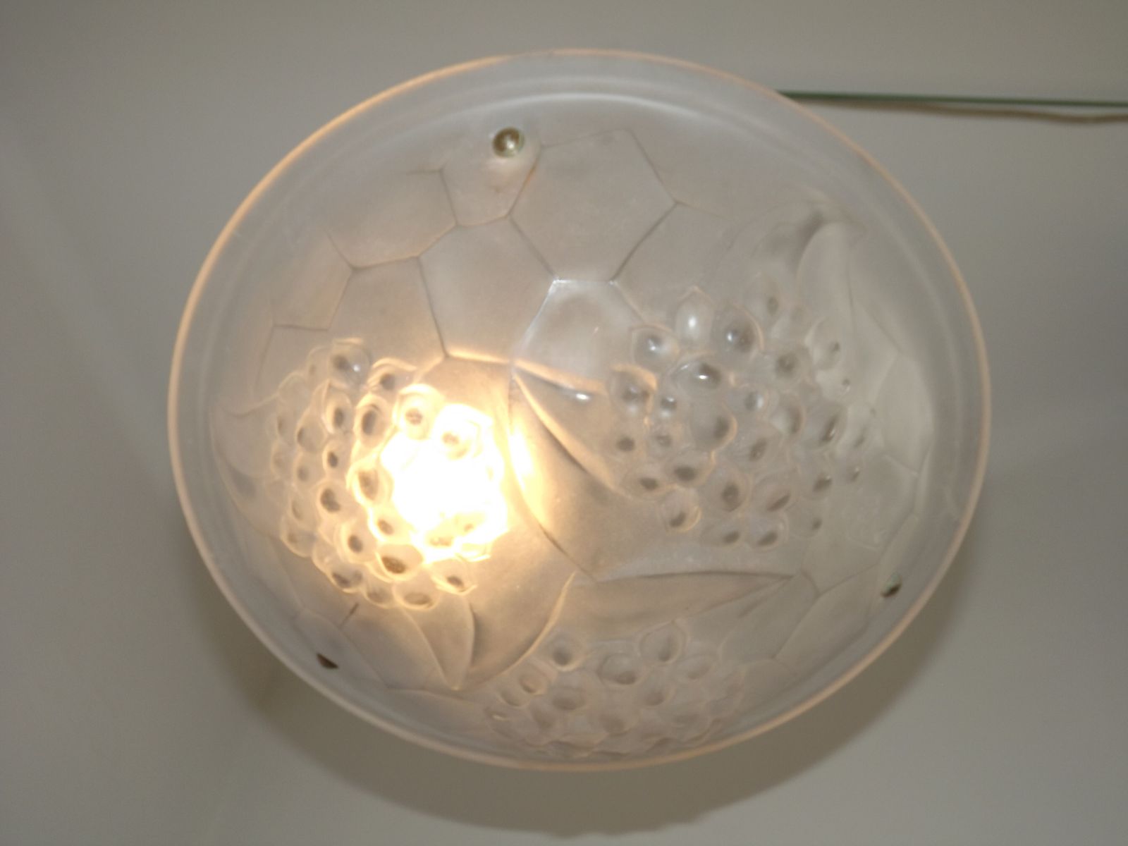 photo for sale French Art Deco Ceiling Light Ros Degue Frosted Molded Glass Plafonnier