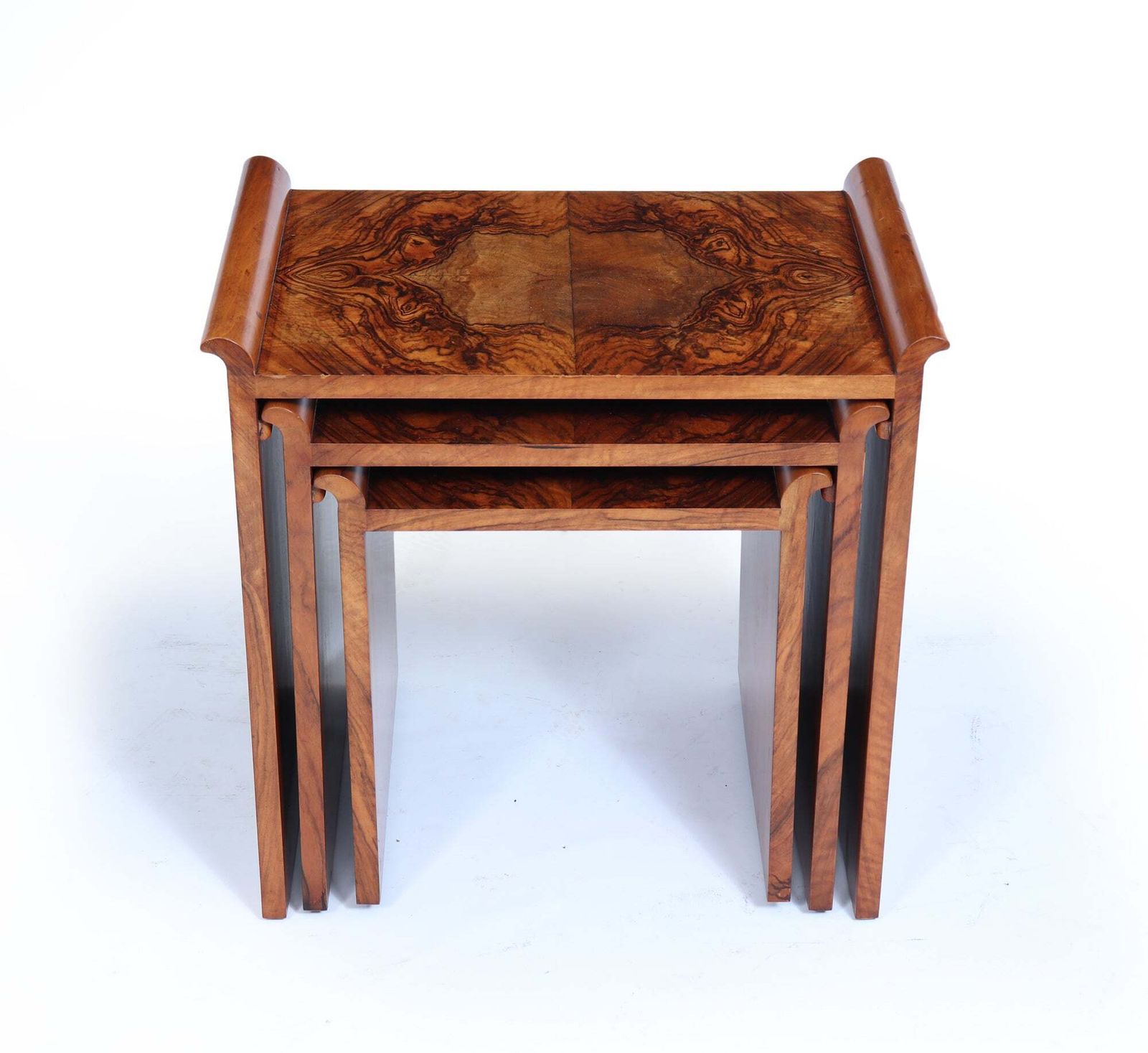 English Art Deco Walnut Nest Of Tables, Circa 1930 photo for sale
