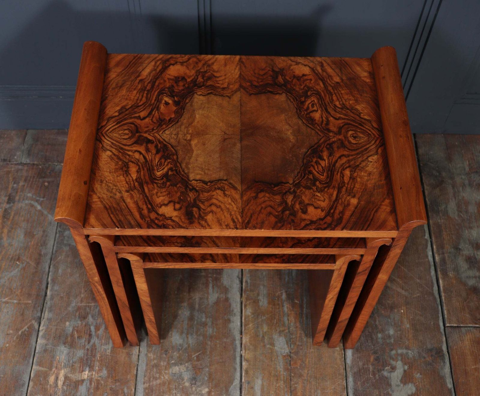 English Art Deco Walnut Nest Of Tables, Circa 1930 photo buy