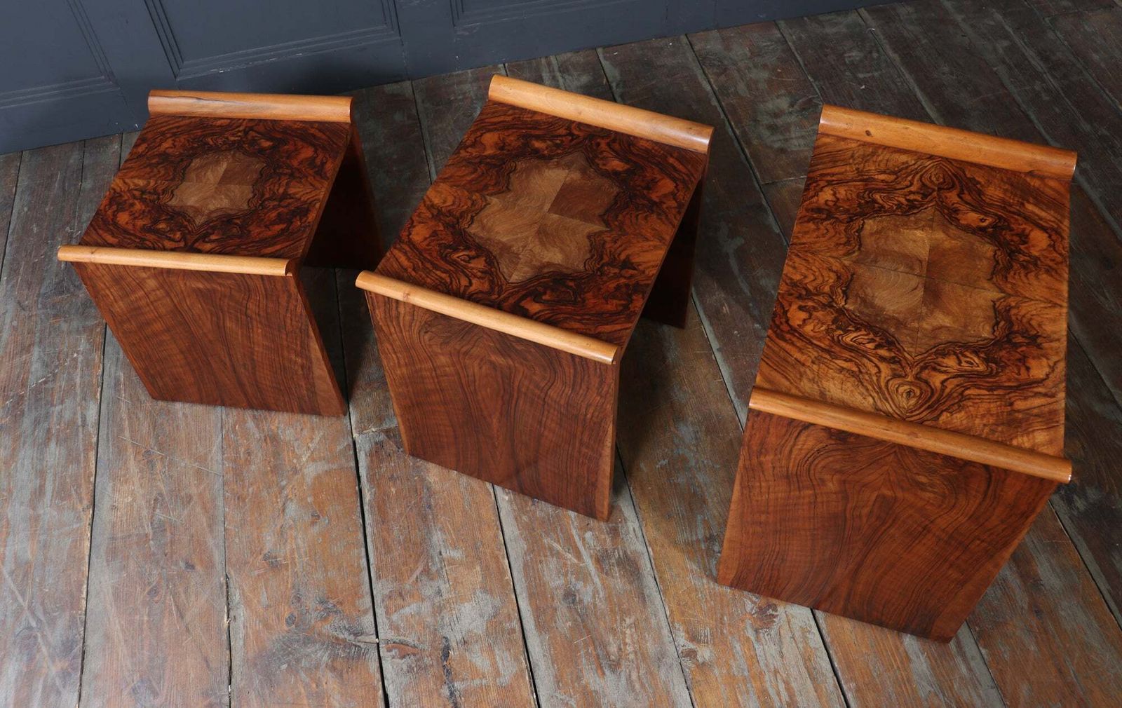 1450.0 English Art Deco Walnut Nest Of Tables, Circa 1930 photo