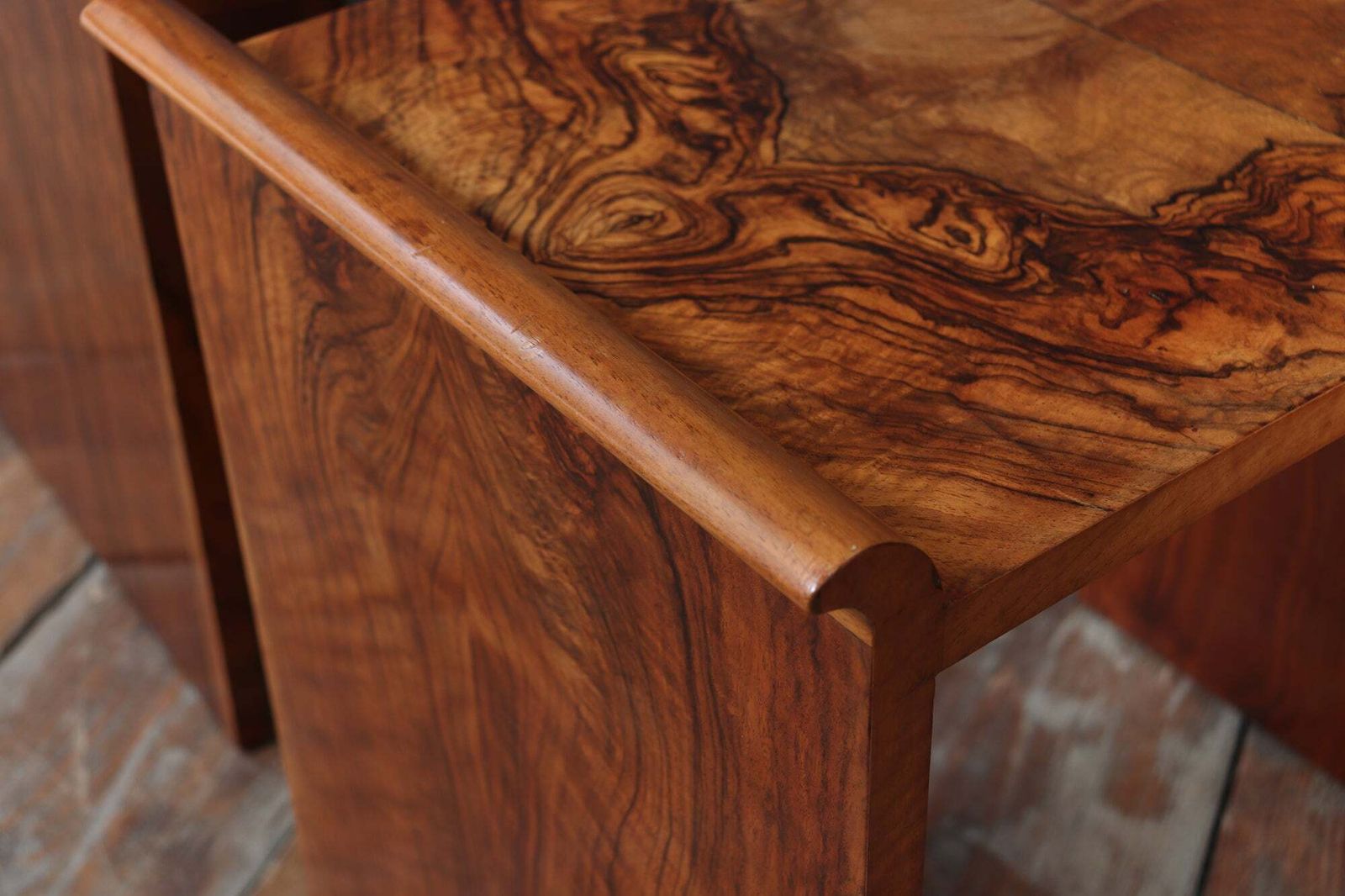 photo vinterior English Art Deco Walnut Nest Of Tables, Circa 1930
