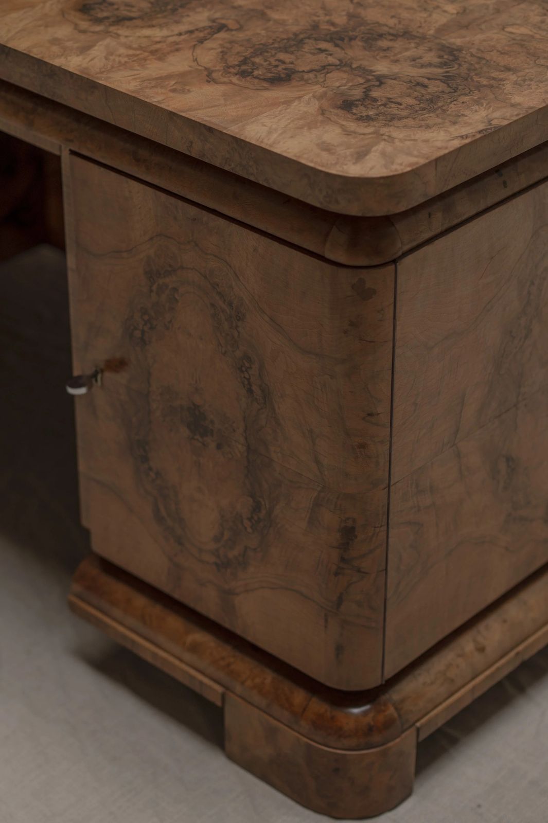 Burlwood Desk   Center Table, Circa 1940 photo vintage