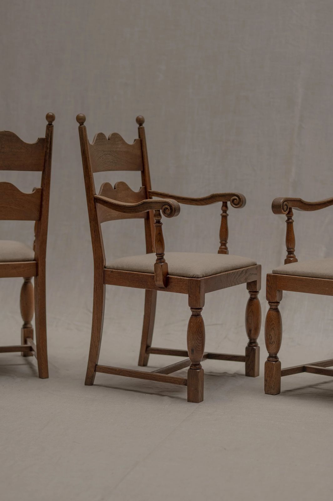 photo vintage Set Of Four French Mid Century Dining Chairs After Charles Dudouyt, 1950s