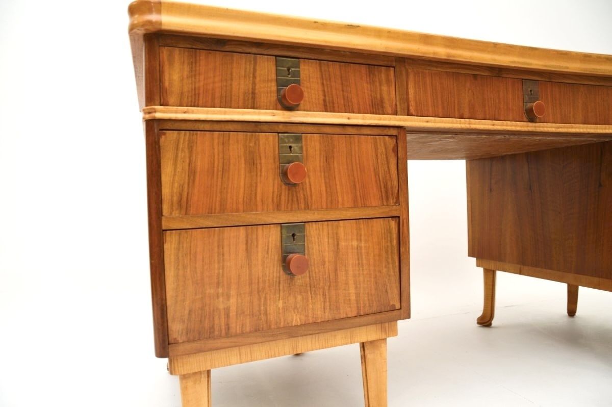 Vintage Walnut Pedestal Desk By Laszlo Hoenig photo vinterior