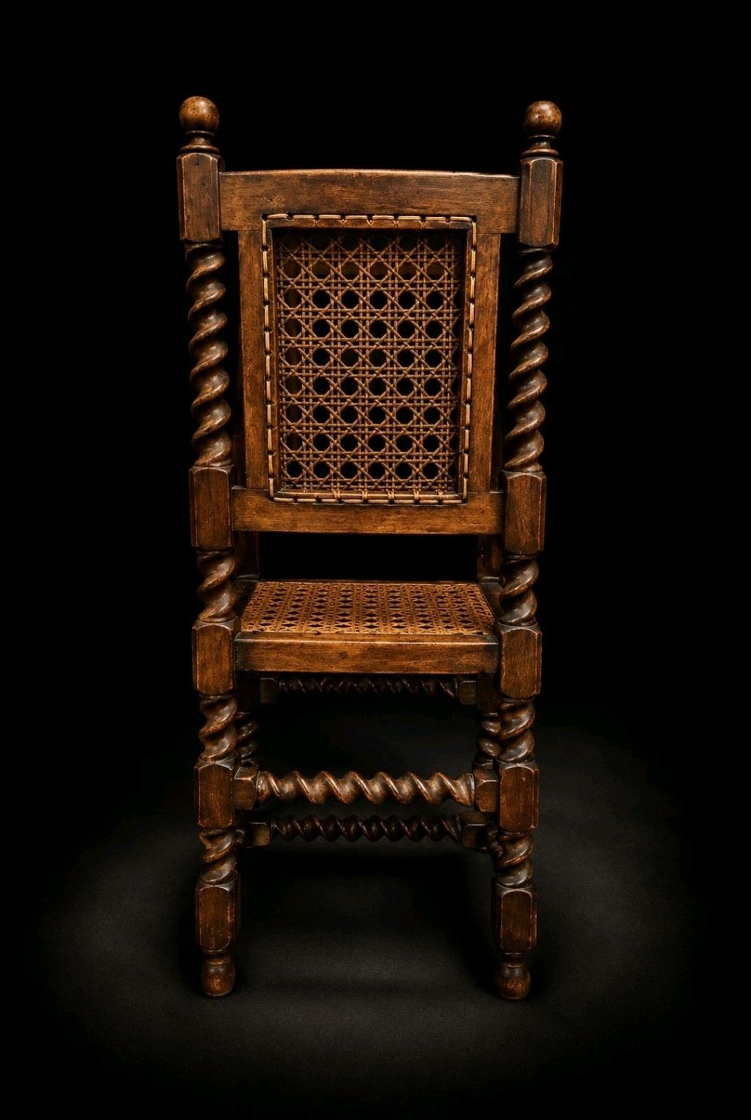 Barley Twist Oak Chair Cane Seat Tudor Revival photo 399.99