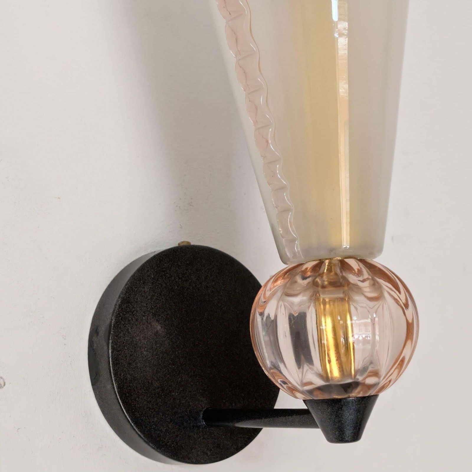 Mid Century Modern Pink Wall Lights Murano Glass Sconces Barovier & Toso Style photo vintage