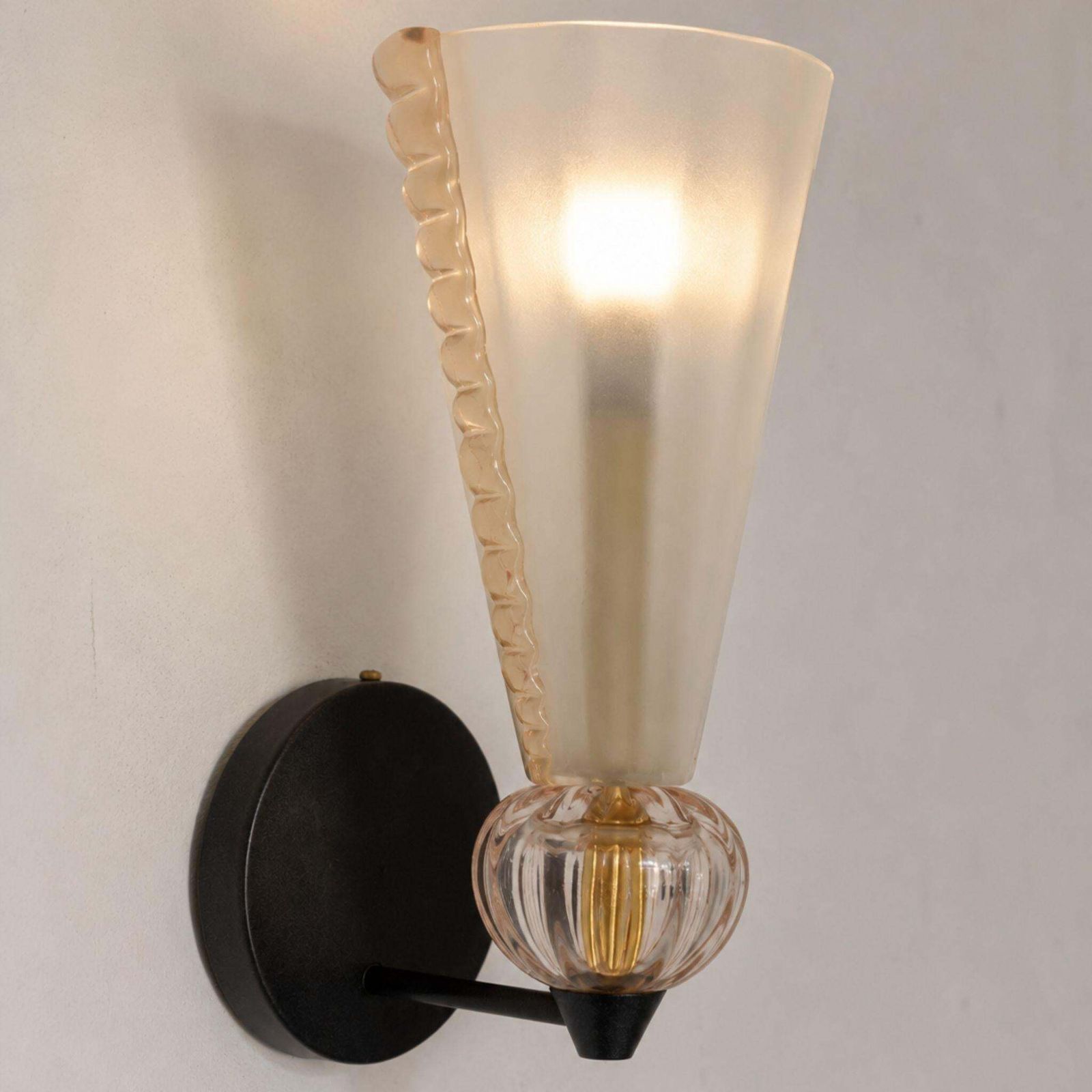 photo for sale Mid Century Modern Pink Wall Lights Murano Glass Sconces Barovier & Toso Style