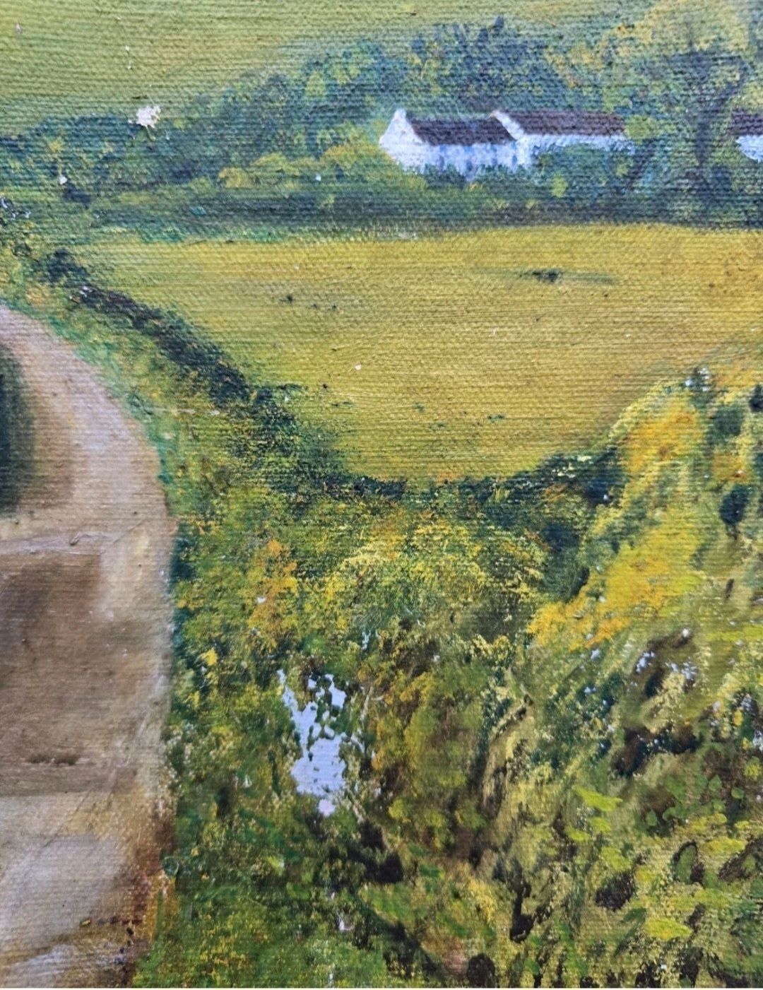 Signed English Cottage Landscape Oil Painting 1985 photo buy
