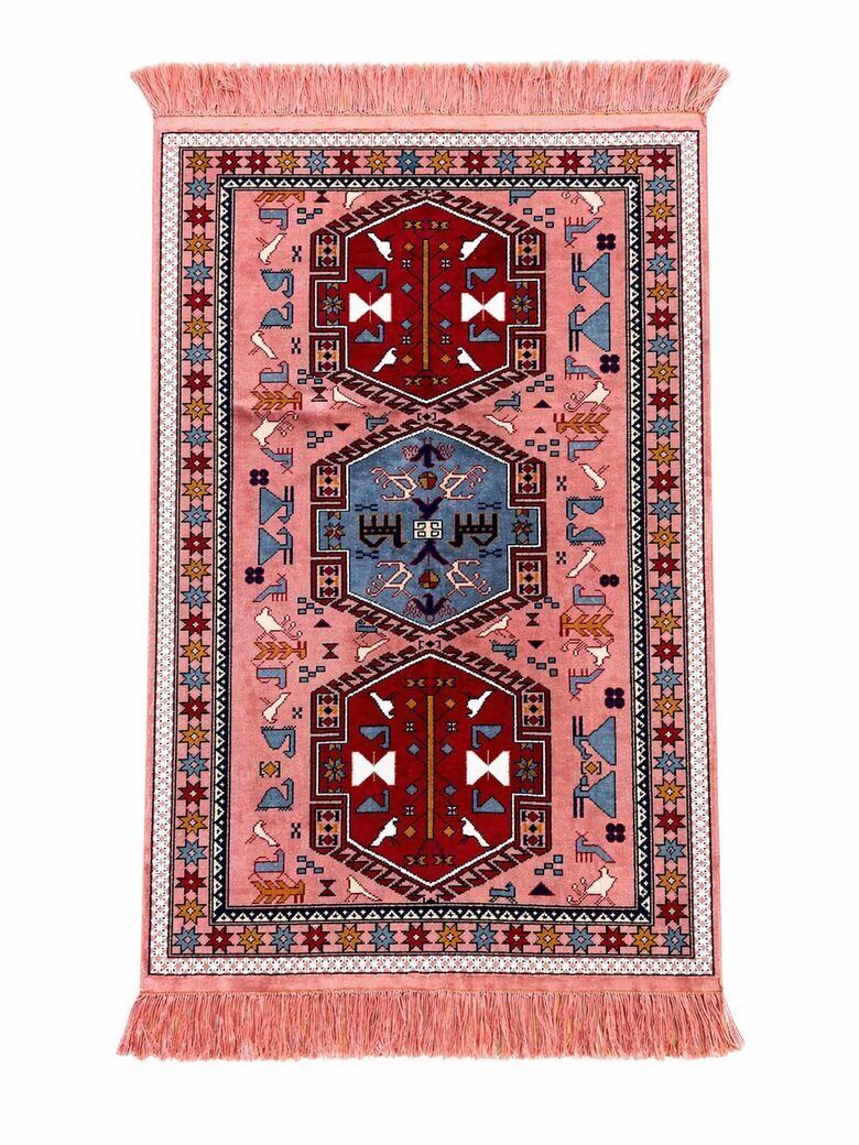 Powder Pink New Turkmenistan Silk Carpet