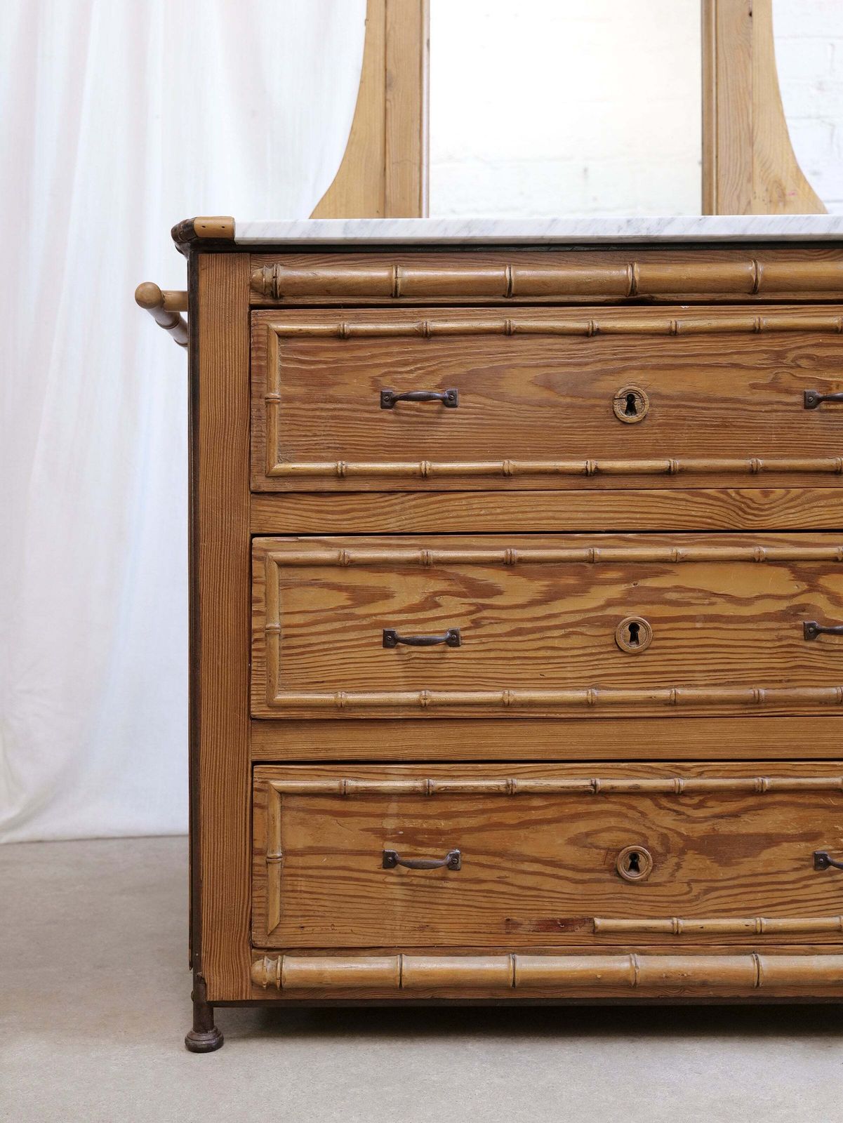 Furniture French Faux Bamboo Dresser With Marble Top photo