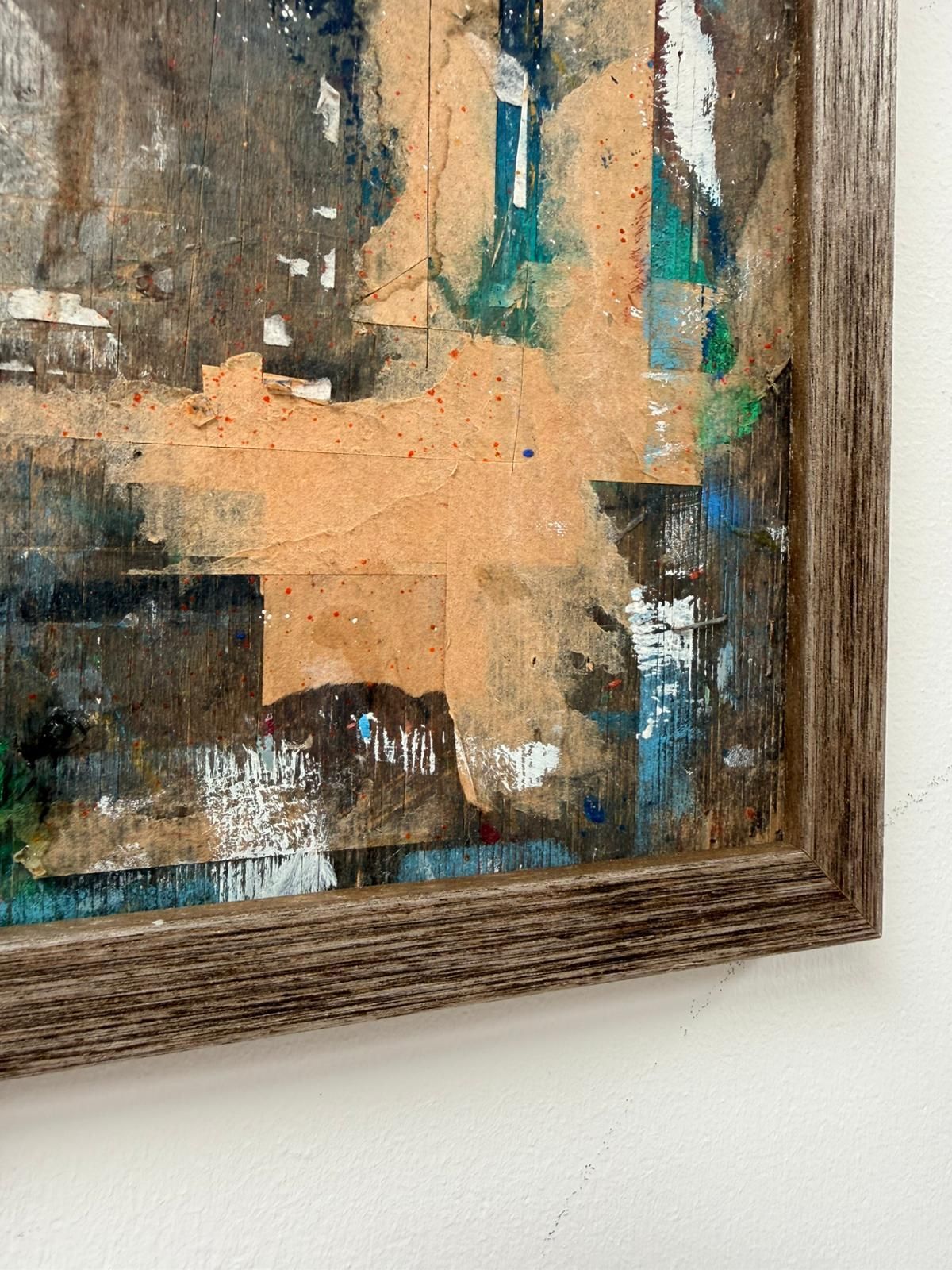 Original British Mid Century Art School Mixed Media Collage Oil On Board Abstract Signed  0143. photo furniture