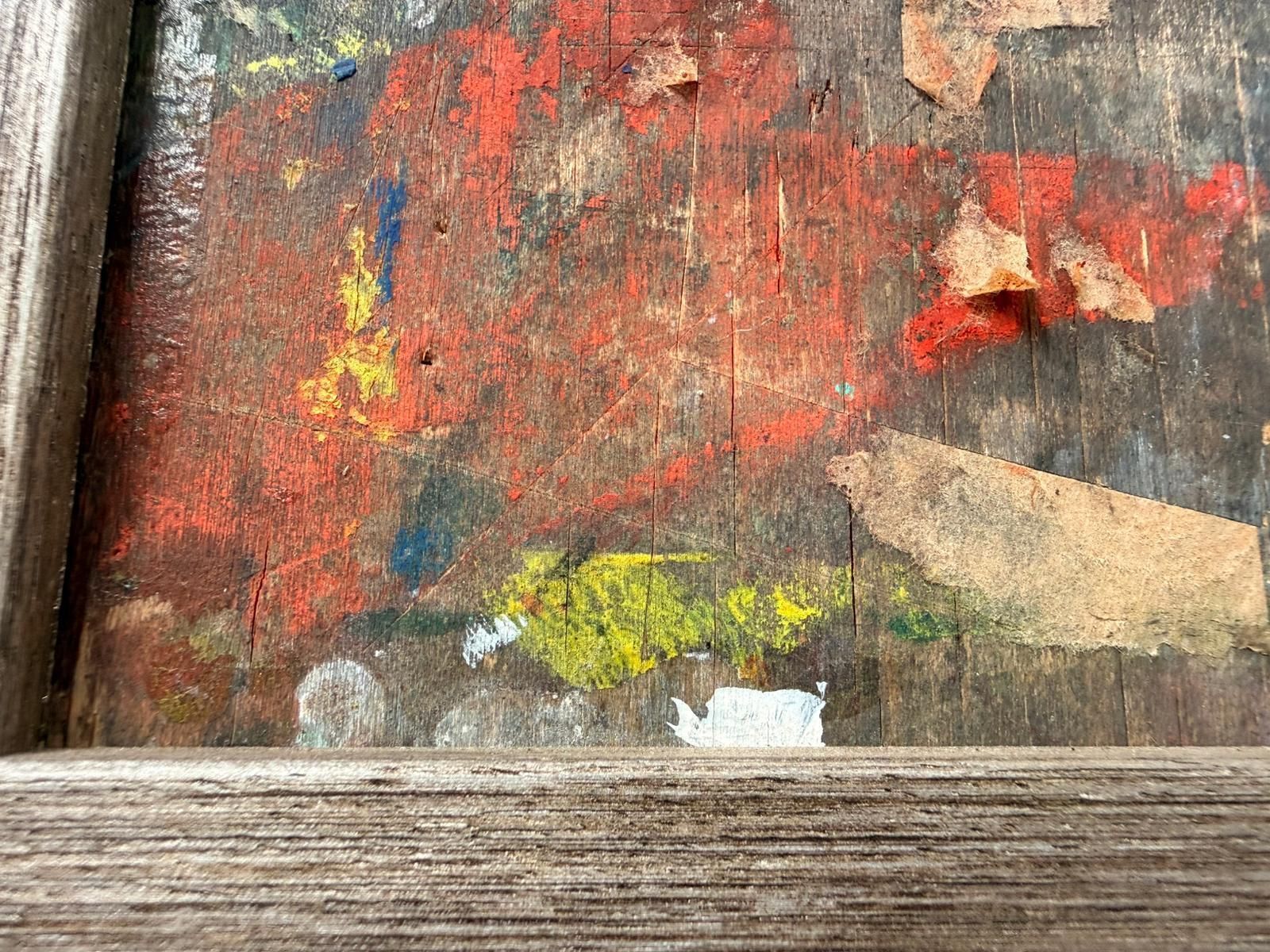 Original British Mid Century Art School Mixed Media Collage Oil On Board Abstract Signed  0143. photo buy