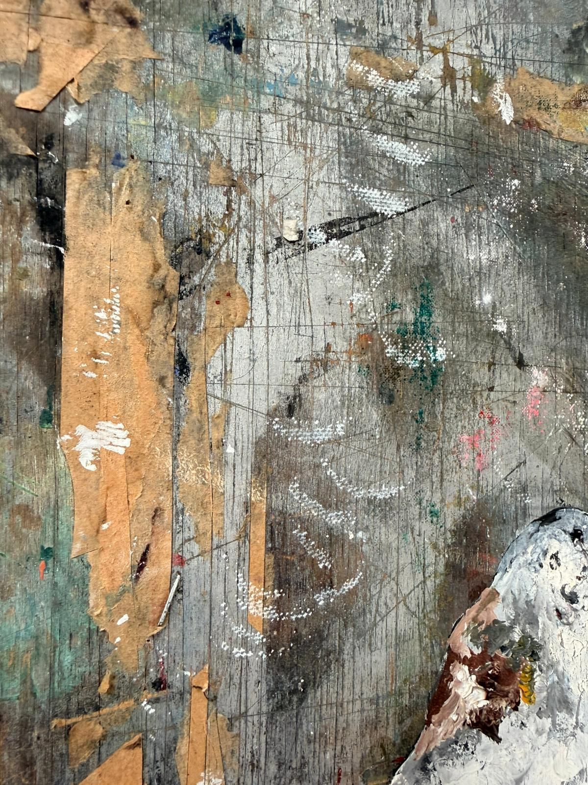 1795.0 Original British Mid Century Art School Mixed Media Collage Oil On Board Abstract Signed  0143. photo