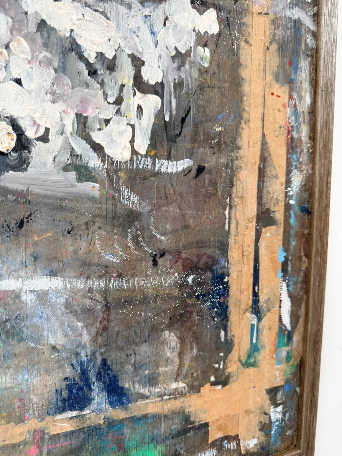 photo buy Original British Mid Century Art School Mixed Media Collage Oil On Board Abstract Signed  0143.